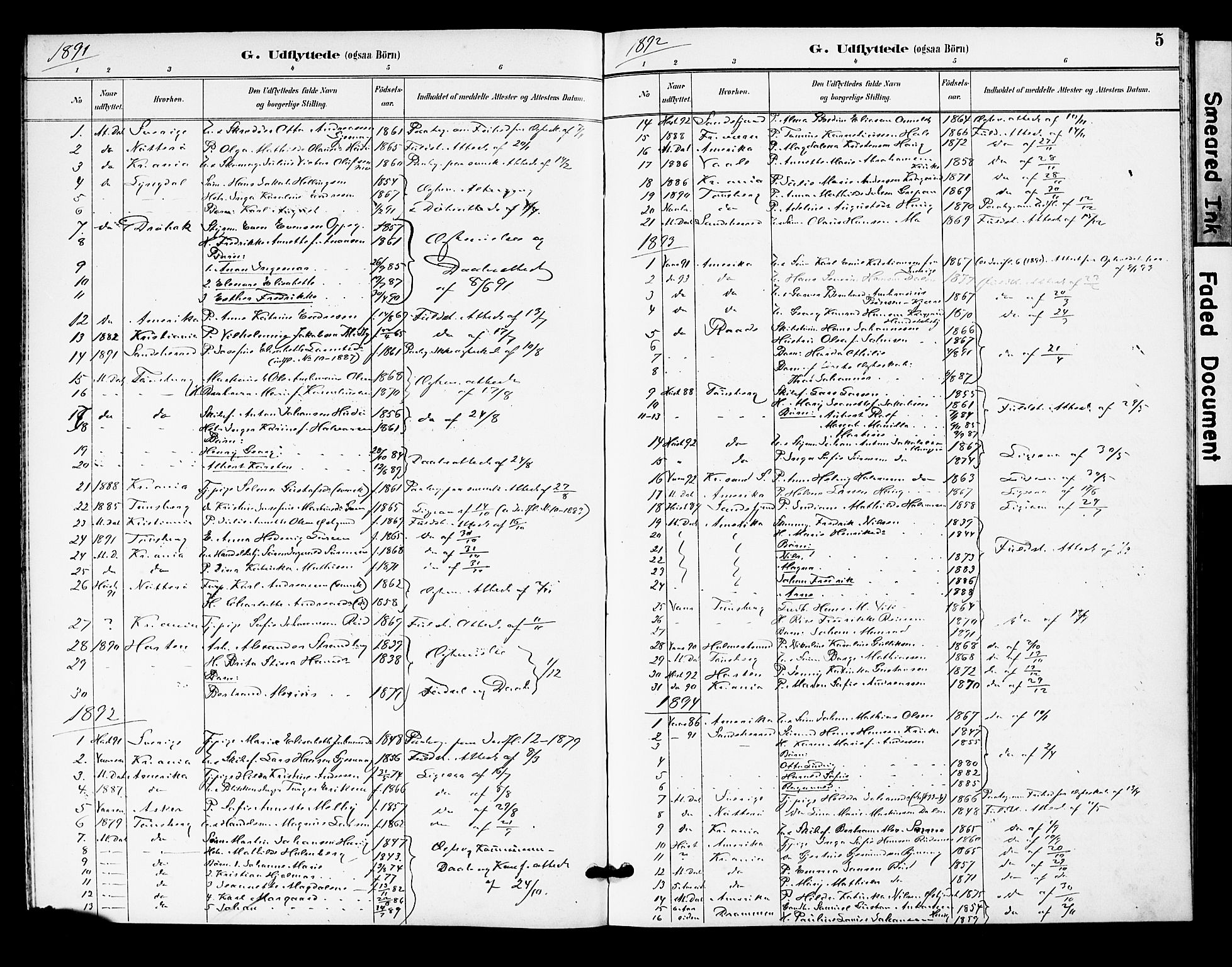 Tjøme kirkebøker, AV/SAKO-A-328/F/Fa/L0004: Ministerialbok nr. I 4, 1891-1900, s. 5