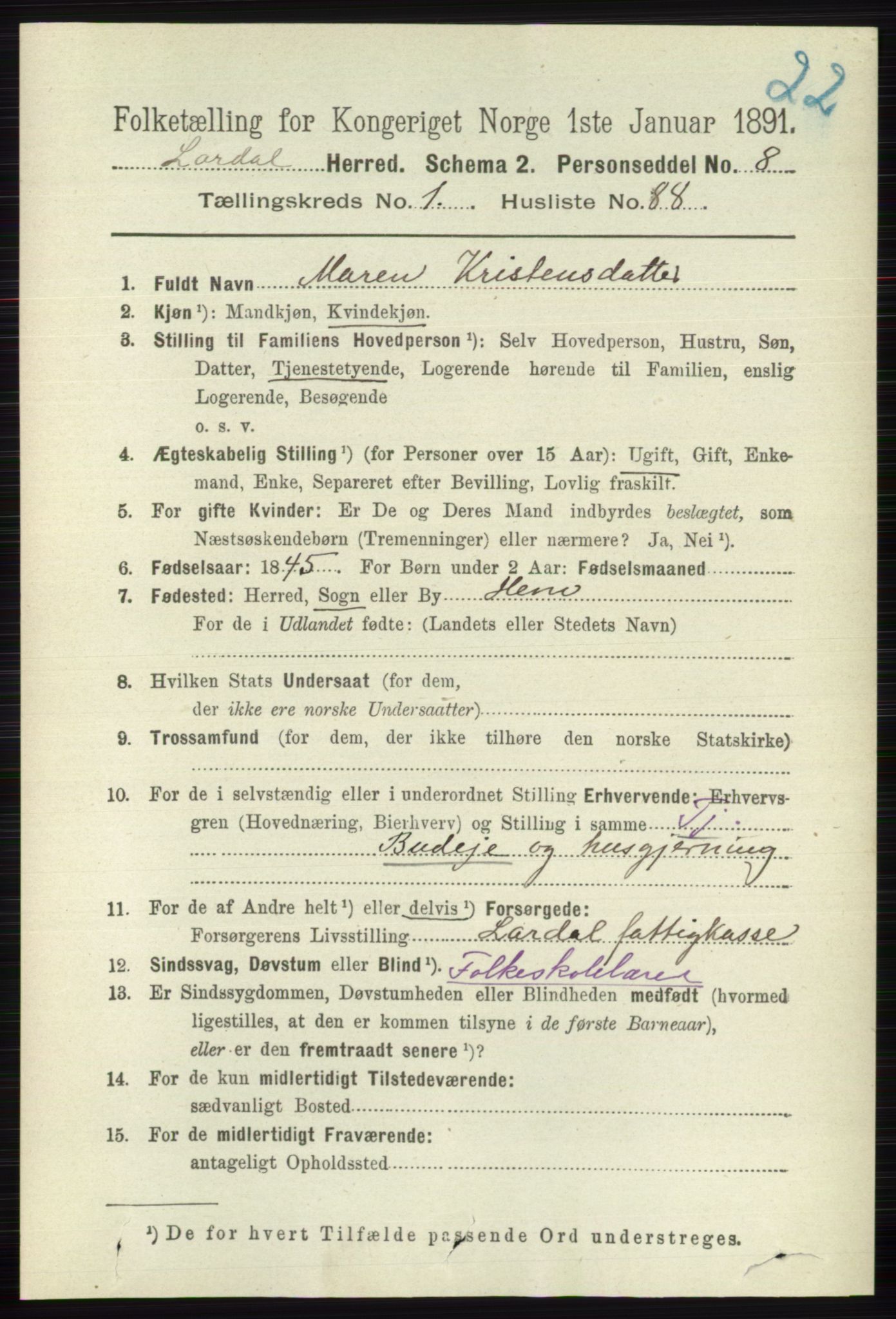 RA, Folketelling 1891 for 0728 Lardal herred, 1891, s. 628