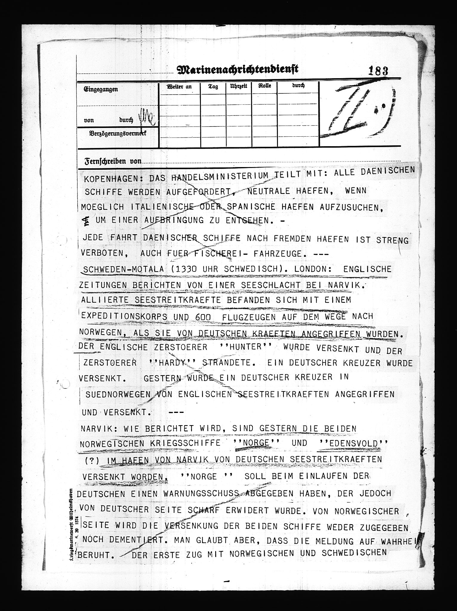 Documents Section, AV/RA-RAFA-2200/V/L0085: Amerikansk mikrofilm "Captured German Documents".
Box No. 724.  FKA jnr. 615/1954., 1940-1941, s. 81