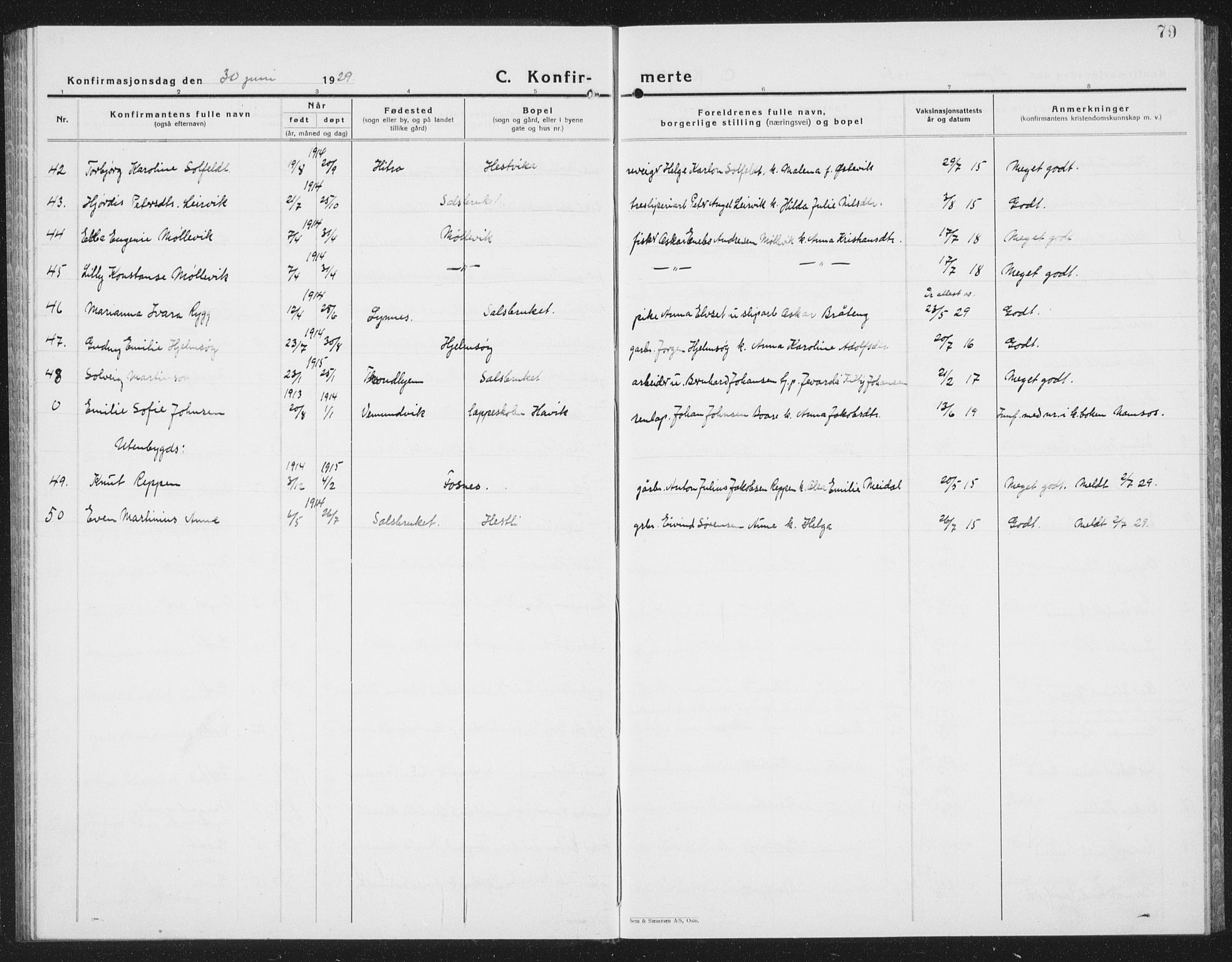 Ministerialprotokoller, klokkerbøker og fødselsregistre - Nord-Trøndelag, SAT/A-1458/780/L0654: Klokkerbok nr. 780C06, 1928-1942, s. 79