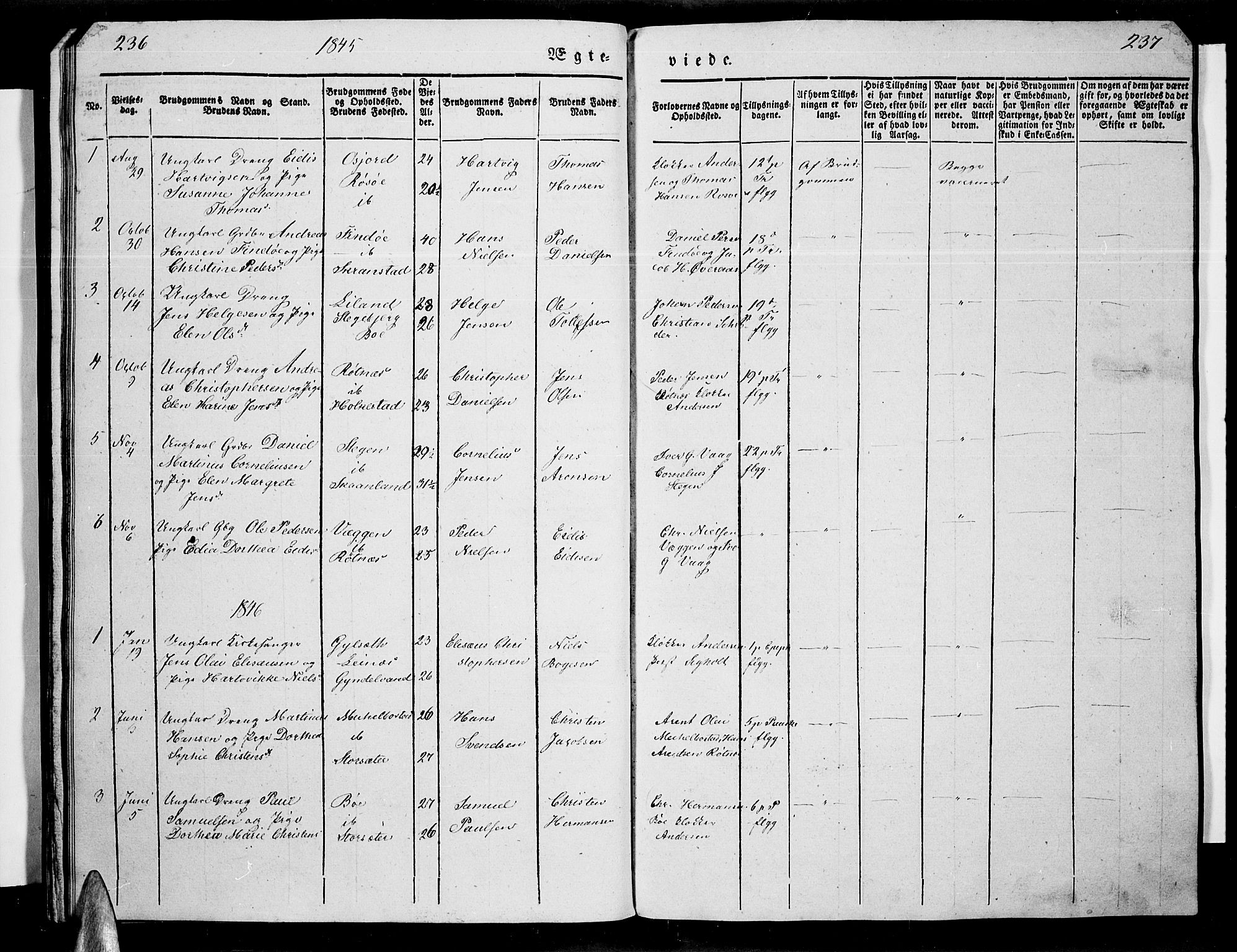 Ministerialprotokoller, klokkerbøker og fødselsregistre - Nordland, AV/SAT-A-1459/855/L0813: Klokkerbok nr. 855C02, 1836-1850, s. 236-237
