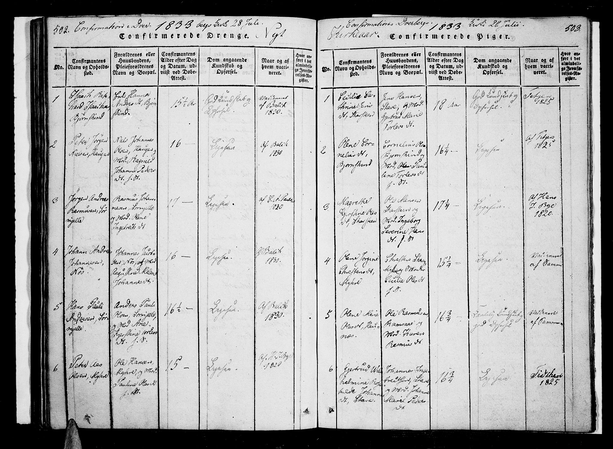 Ministerialprotokoller, klokkerbøker og fødselsregistre - Nordland, AV/SAT-A-1459/897/L1395: Ministerialbok nr. 897A03, 1820-1841, s. 502-503
