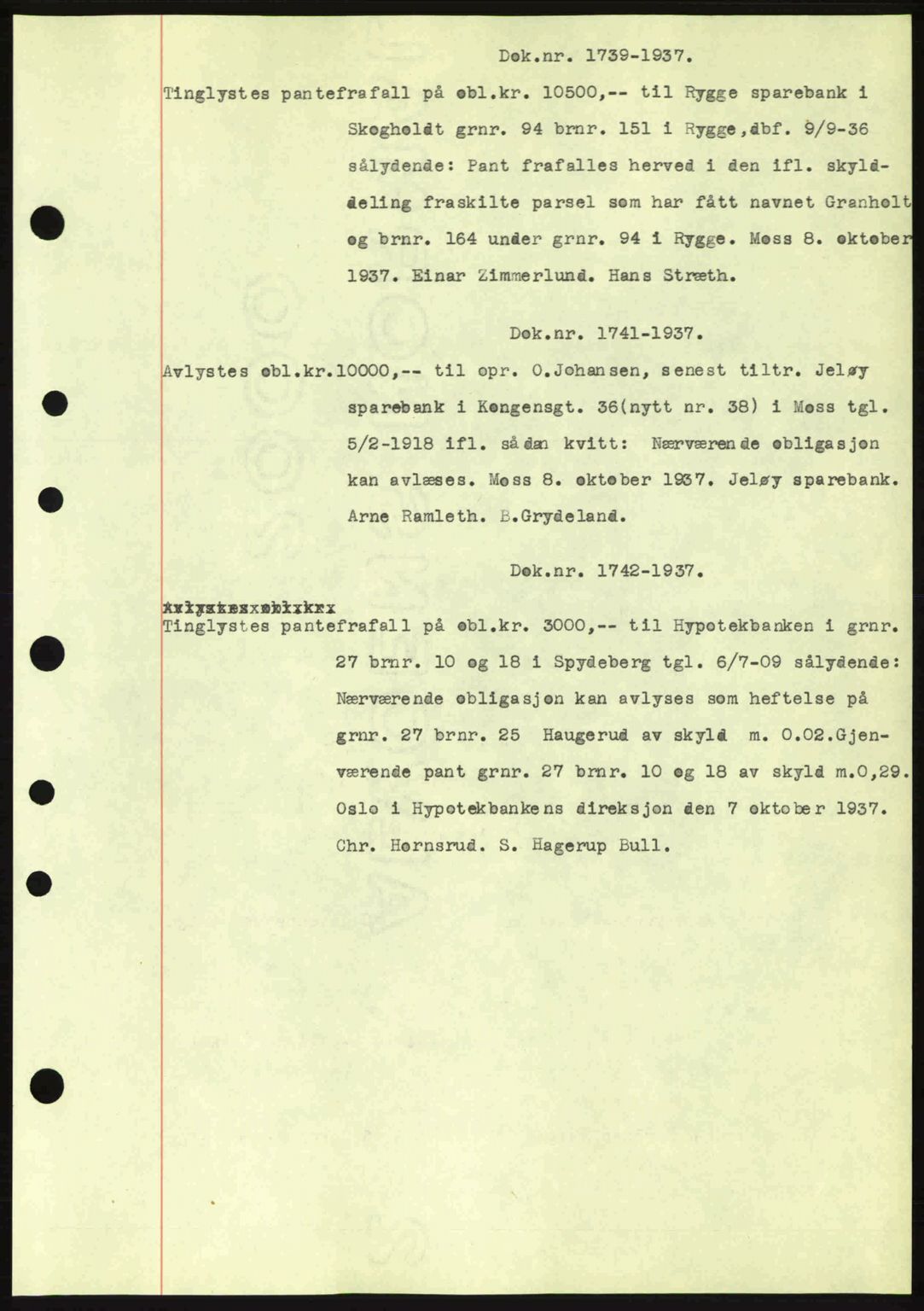 Moss sorenskriveri, SAO/A-10168: Pantebok nr. B4, 1937-1938, Dagboknr: 1739/1937