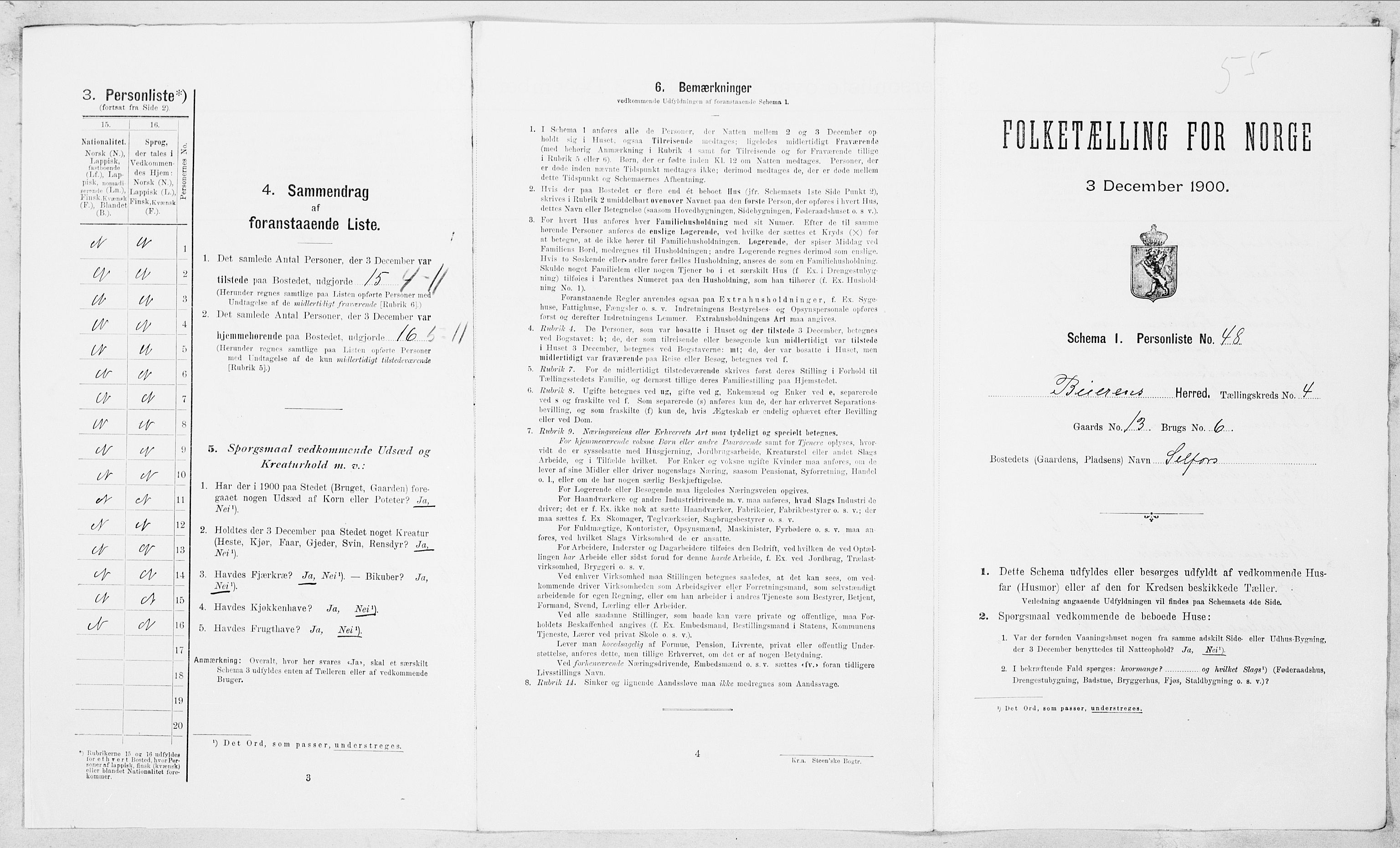 SAT, Folketelling 1900 for 1839 Beiarn herred, 1900, s. 274