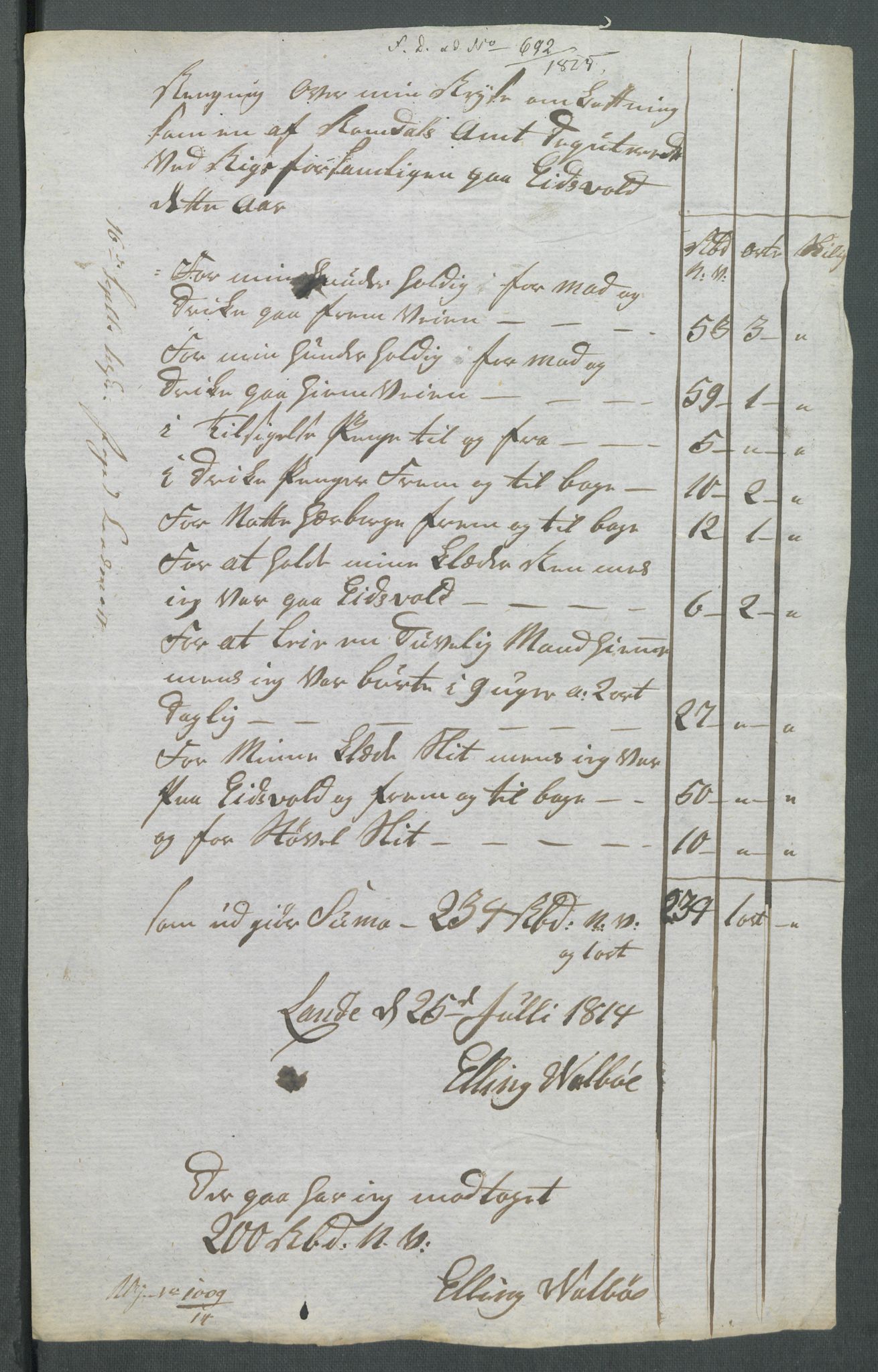 5. departement for finans-, handels- og tollfaget, AV/RA-S-3893/C/Cb/L0014: Regninger fra Riksforsamlingens deputerede, 1814, s. 291