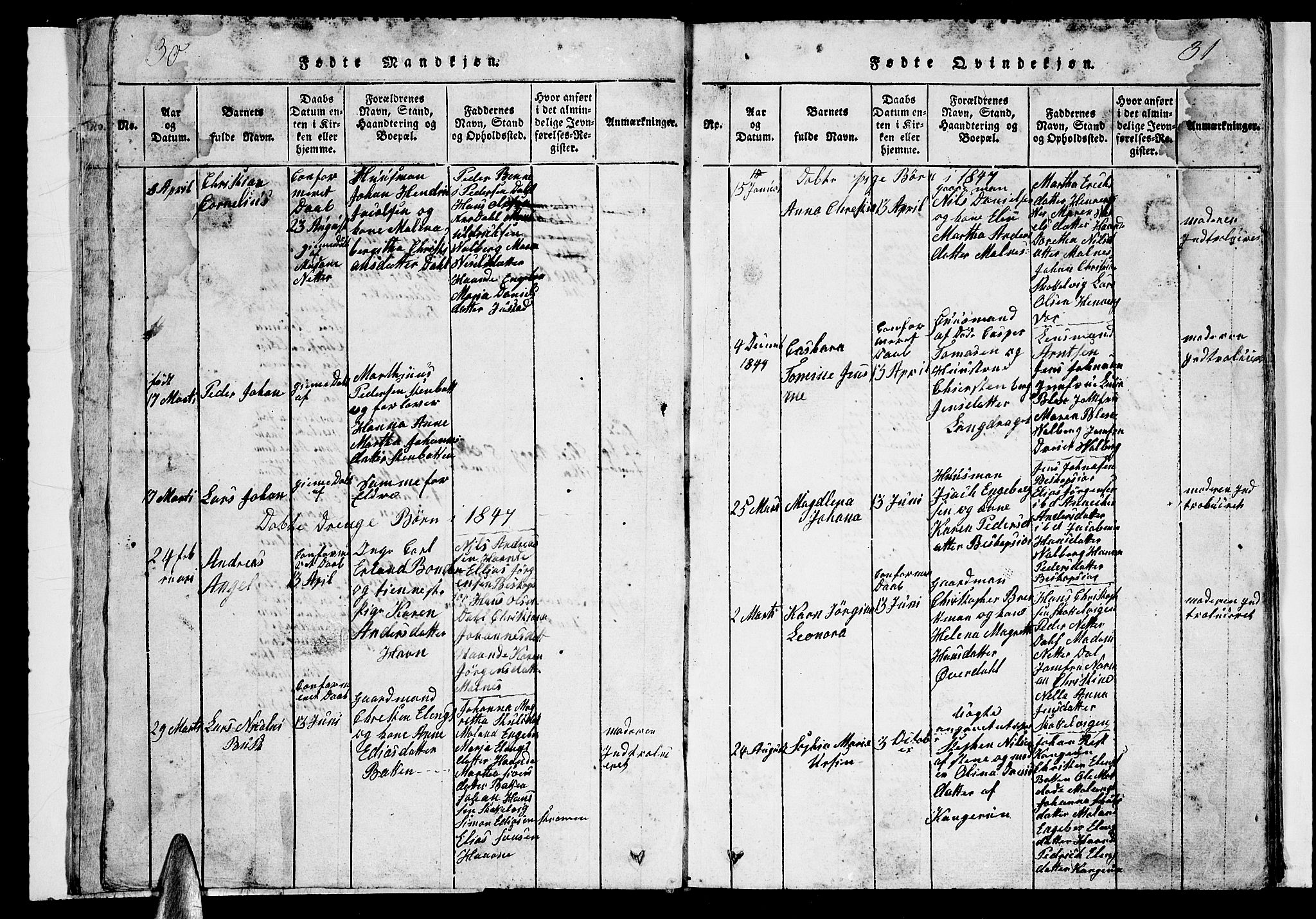 Ministerialprotokoller, klokkerbøker og fødselsregistre - Nordland, AV/SAT-A-1459/884/L1195: Klokkerbok nr. 884C01, 1837-1867, s. 30-31