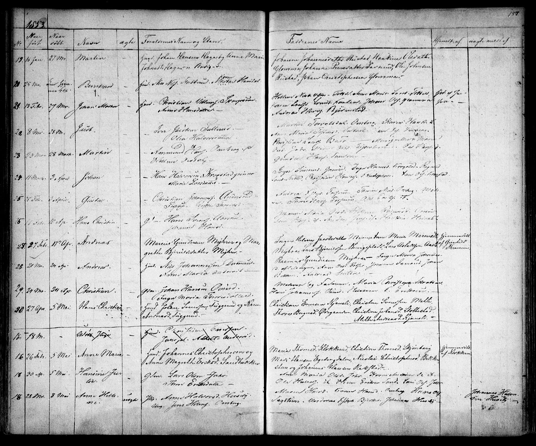 Enebakk prestekontor Kirkebøker, SAO/A-10171c/F/Fa/L0009: Ministerialbok nr. I 9, 1832-1861, s. 187