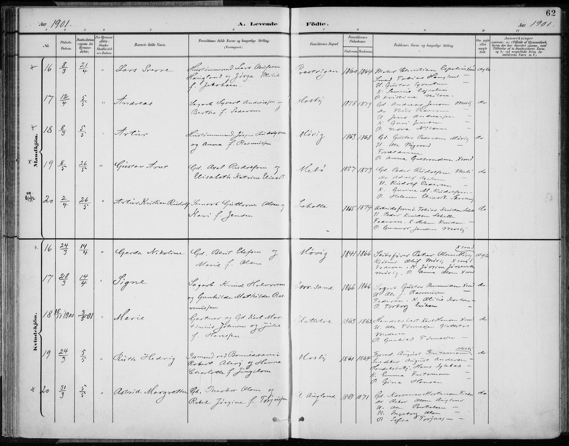 Oddernes sokneprestkontor, AV/SAK-1111-0033/F/Fa/Faa/L0010: Ministerialbok nr. A 10, 1897-1911, s. 62