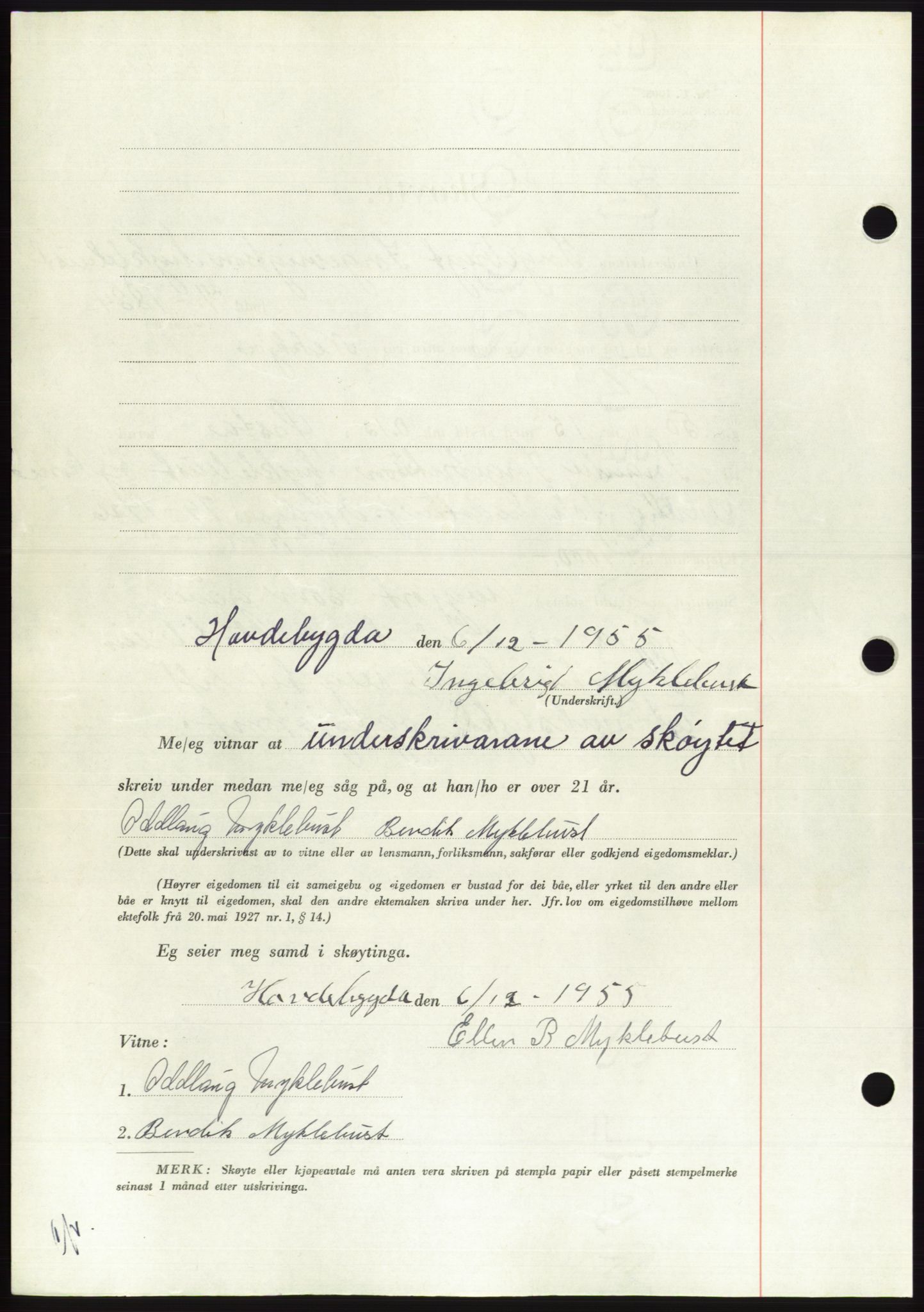 Søre Sunnmøre sorenskriveri, AV/SAT-A-4122/1/2/2C/L0102: Pantebok nr. 28A, 1955-1956, Dagboknr: 3032/1955
