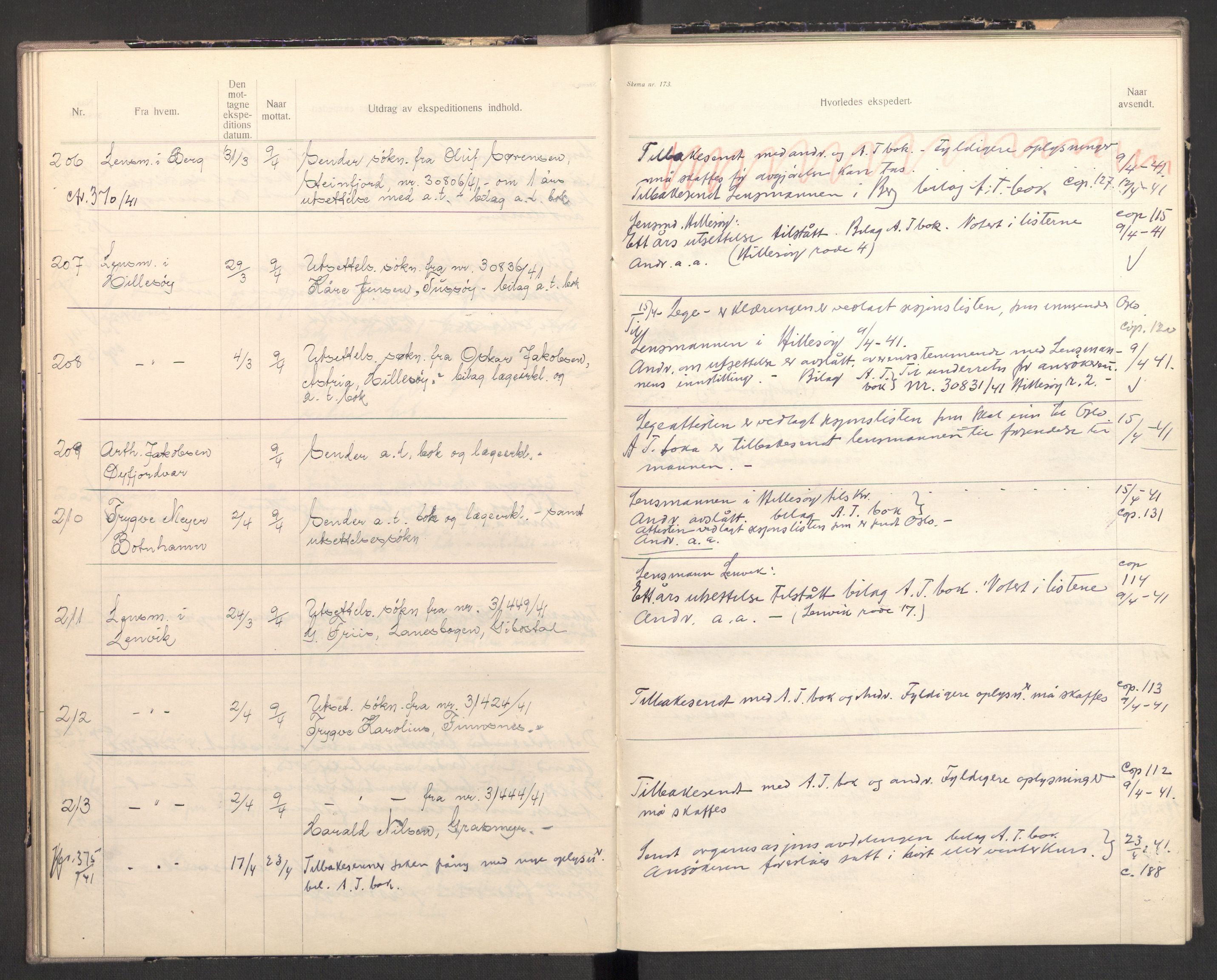 Norges arbeidstjeneste, AV/RA-S-5014/C/Ca/L0001: Journal for utskrivning Nordland og Troms, 1940-1942, s. 52