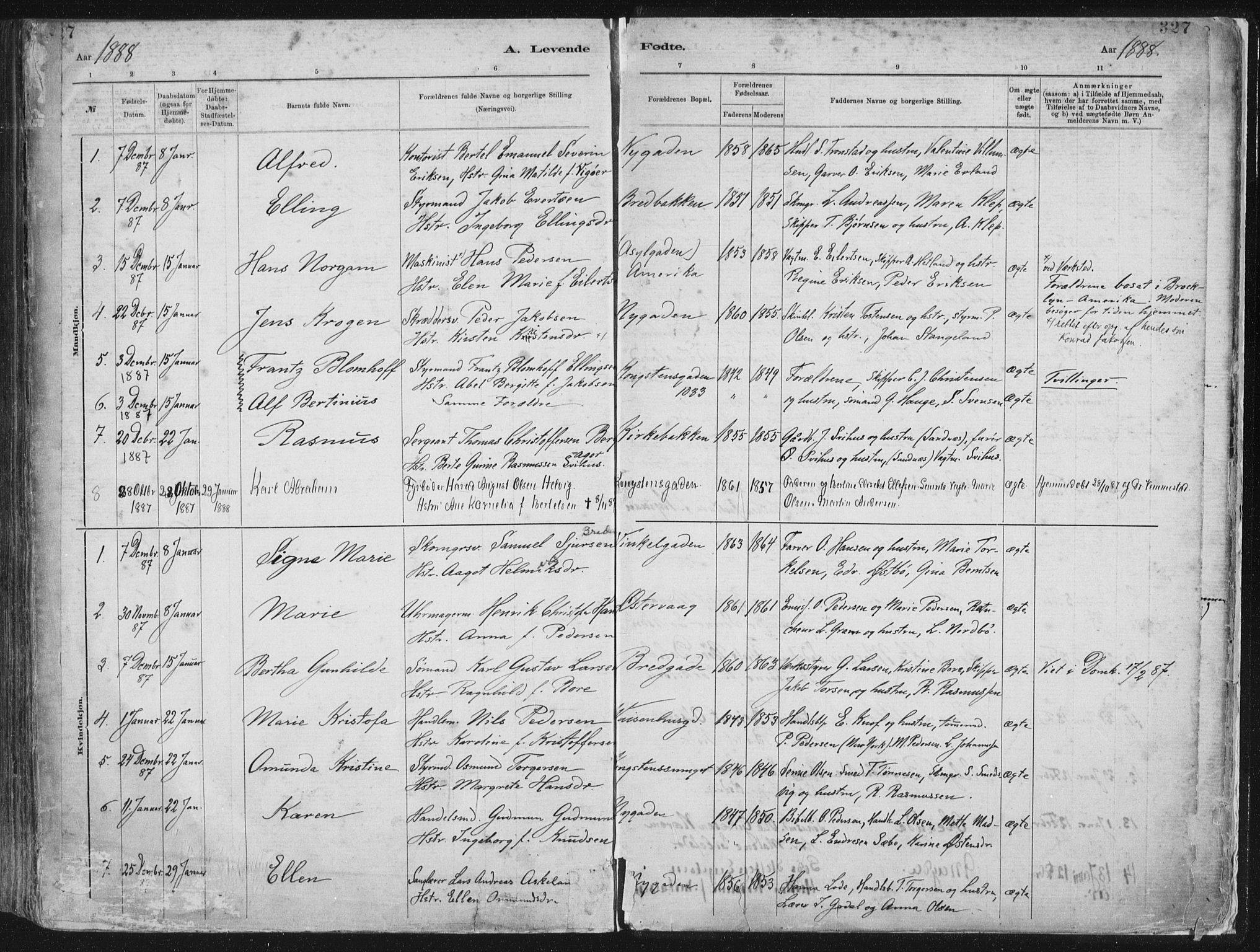 St. Petri sokneprestkontor, AV/SAST-A-101813/001/30/30BA/L0015: Ministerialbok nr. A 15, 1879-1888, s. 327