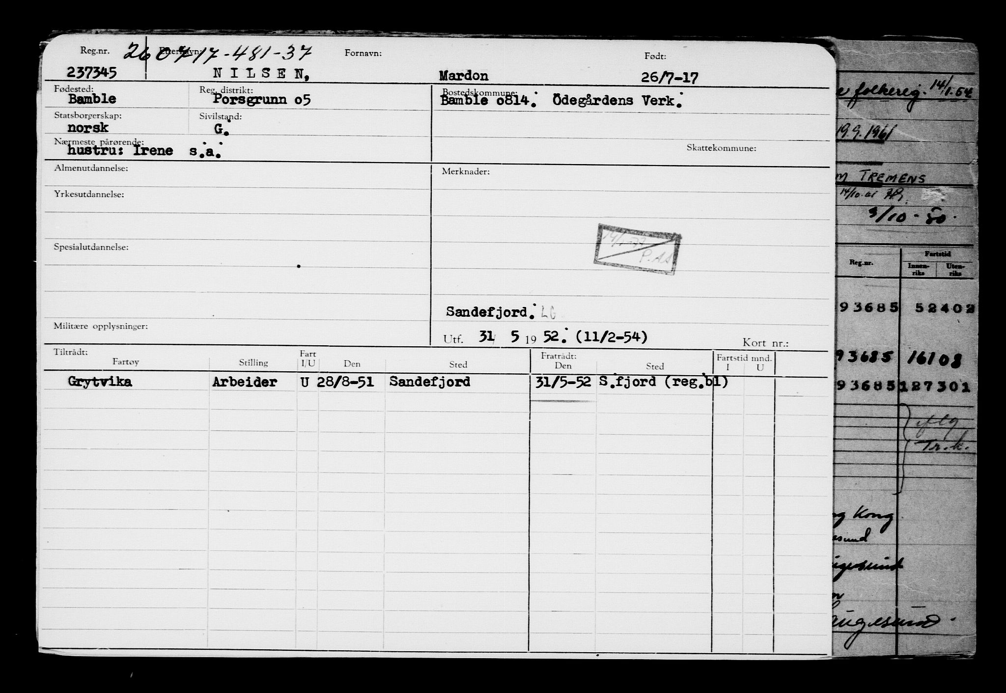 Direktoratet for sjømenn, AV/RA-S-3545/G/Gb/L0150: Hovedkort, 1917, s. 529