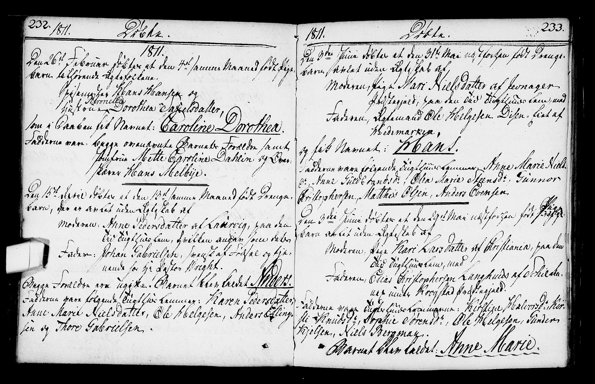 Kristiania tukthusprest Kirkebøker, AV/SAO-A-10881/F/Fa/L0001: Ministerialbok nr. 1, 1758-1828, s. 232-233