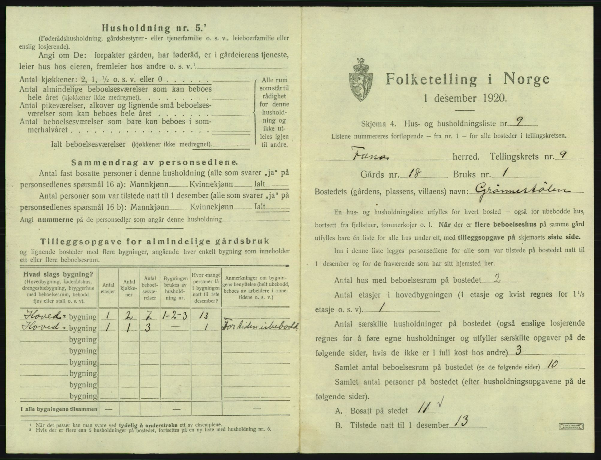 SAB, Folketelling 1920 for 1249 Fana herred, 1920, s. 1628