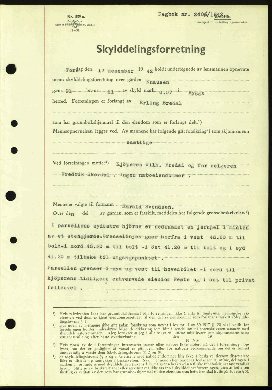 Moss sorenskriveri, SAO/A-10168: Pantebok nr. A10, 1942-1943, Dagboknr: 2406/1942