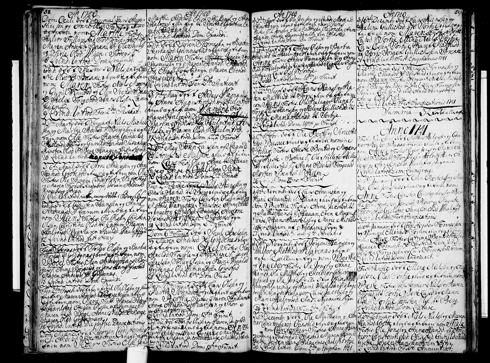 Våle kirkebøker, AV/SAKO-A-334/F/Fa/L0003: Ministerialbok nr. I 3, 1732-1773, s. 58-59