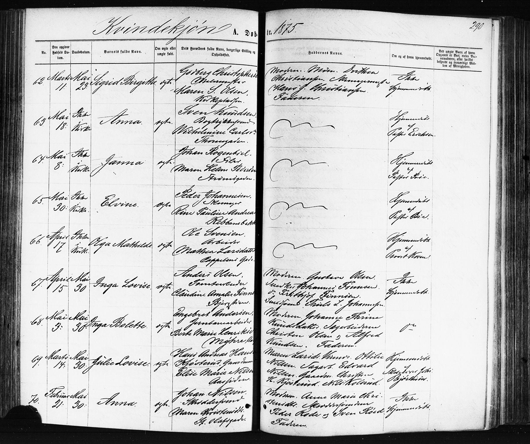 Bragernes kirkebøker, SAKO/A-6/F/Fb/L0004: Ministerialbok nr. II 4, 1869-1875, s. 290