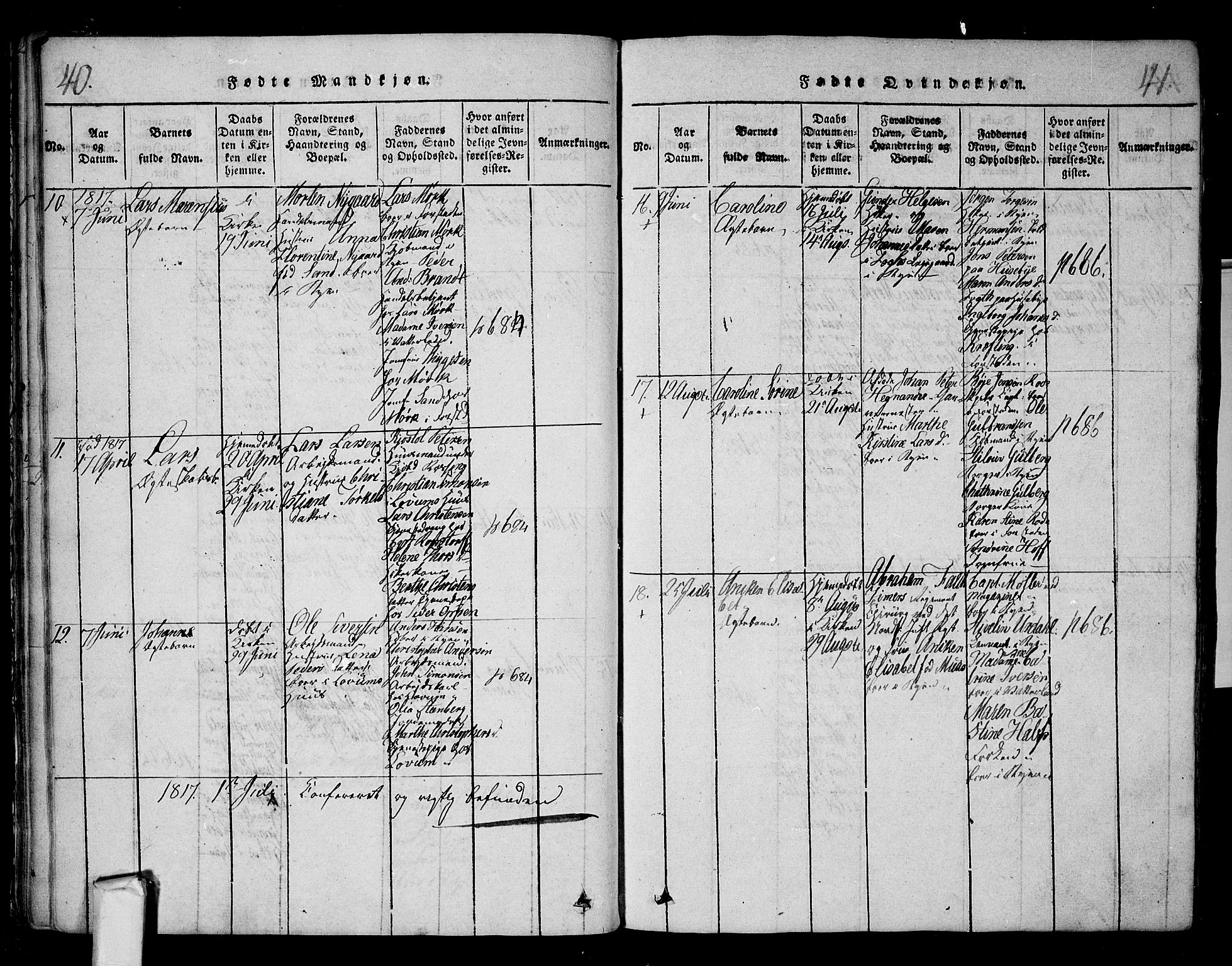Fredrikstad prestekontor Kirkebøker, AV/SAO-A-11082/F/Fa/L0004: Ministerialbok nr. 4, 1816-1834, s. 40-41