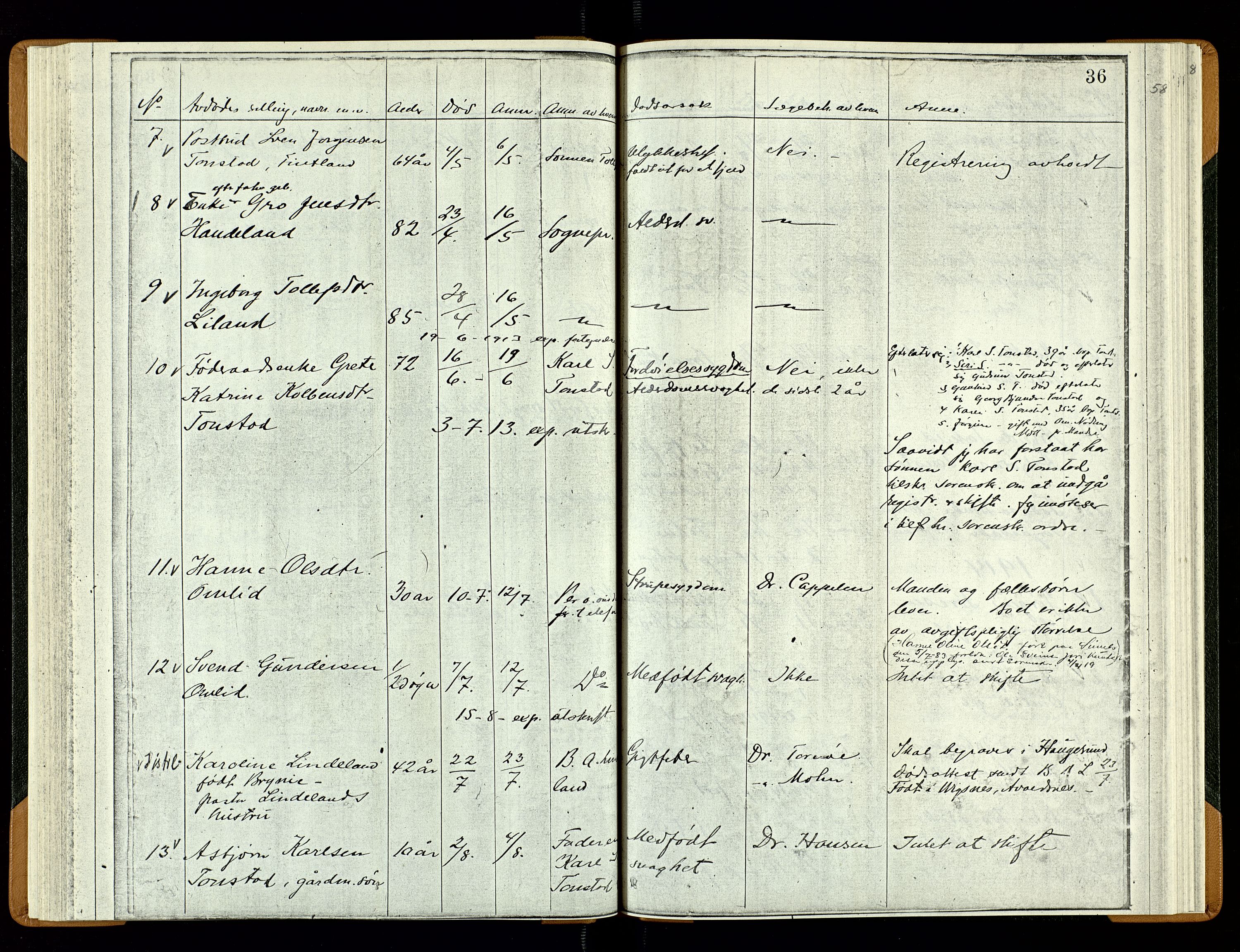 Sirdal lensmannskontor, AV/SAK-1241-0039/F/Fe/L0001: Fortegnelse anmeldte dødsfall nr 27a, 1863-1934, s. 58