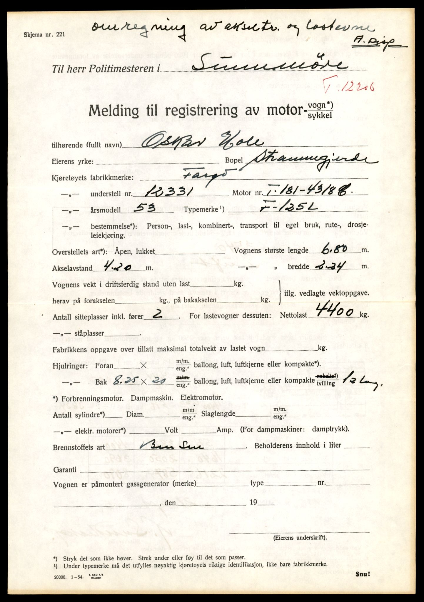 Møre og Romsdal vegkontor - Ålesund trafikkstasjon, AV/SAT-A-4099/F/Fe/L0033: Registreringskort for kjøretøy T 12151 - T 12474, 1927-1998, s. 1481