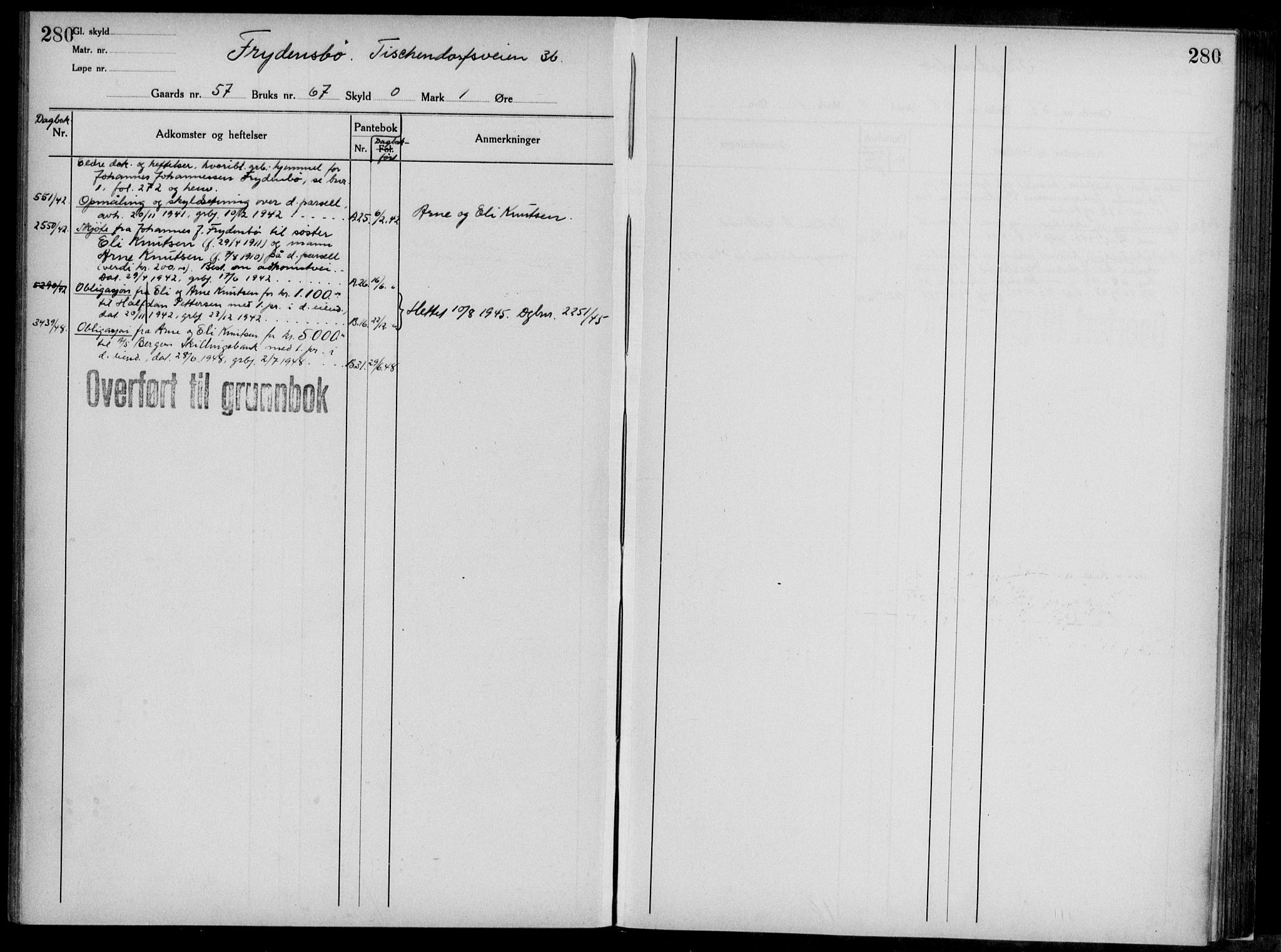 Midhordland sorenskriveri, AV/SAB-A-3001/1/G/Ga/Gab/L0117: Panteregister nr. II.A.b.117, s. 280