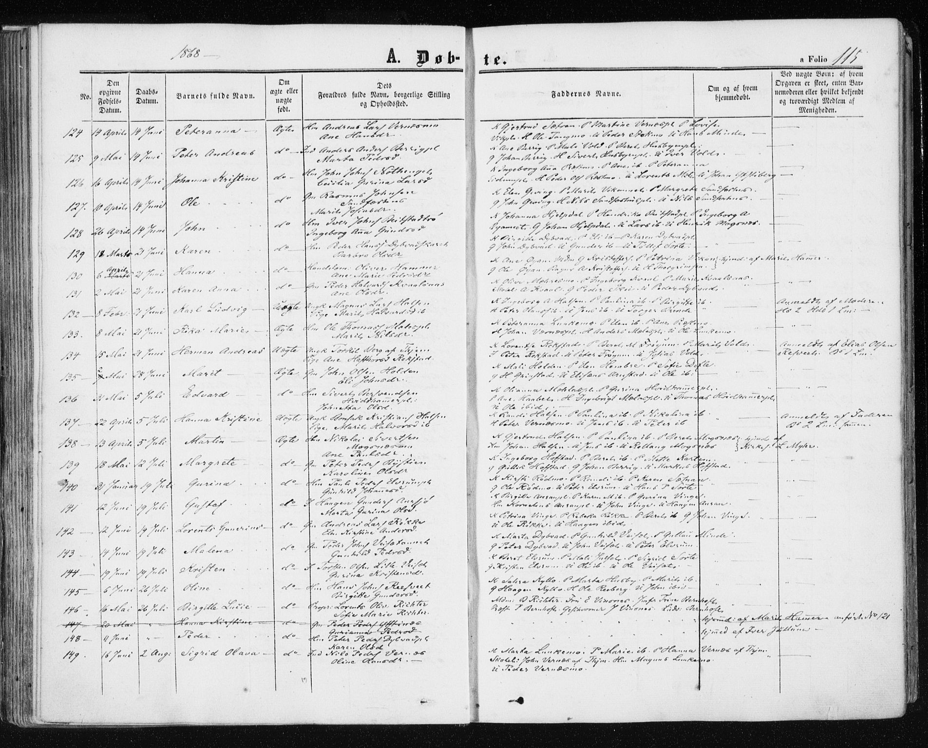 Ministerialprotokoller, klokkerbøker og fødselsregistre - Nord-Trøndelag, AV/SAT-A-1458/709/L0075: Ministerialbok nr. 709A15, 1859-1870, s. 115