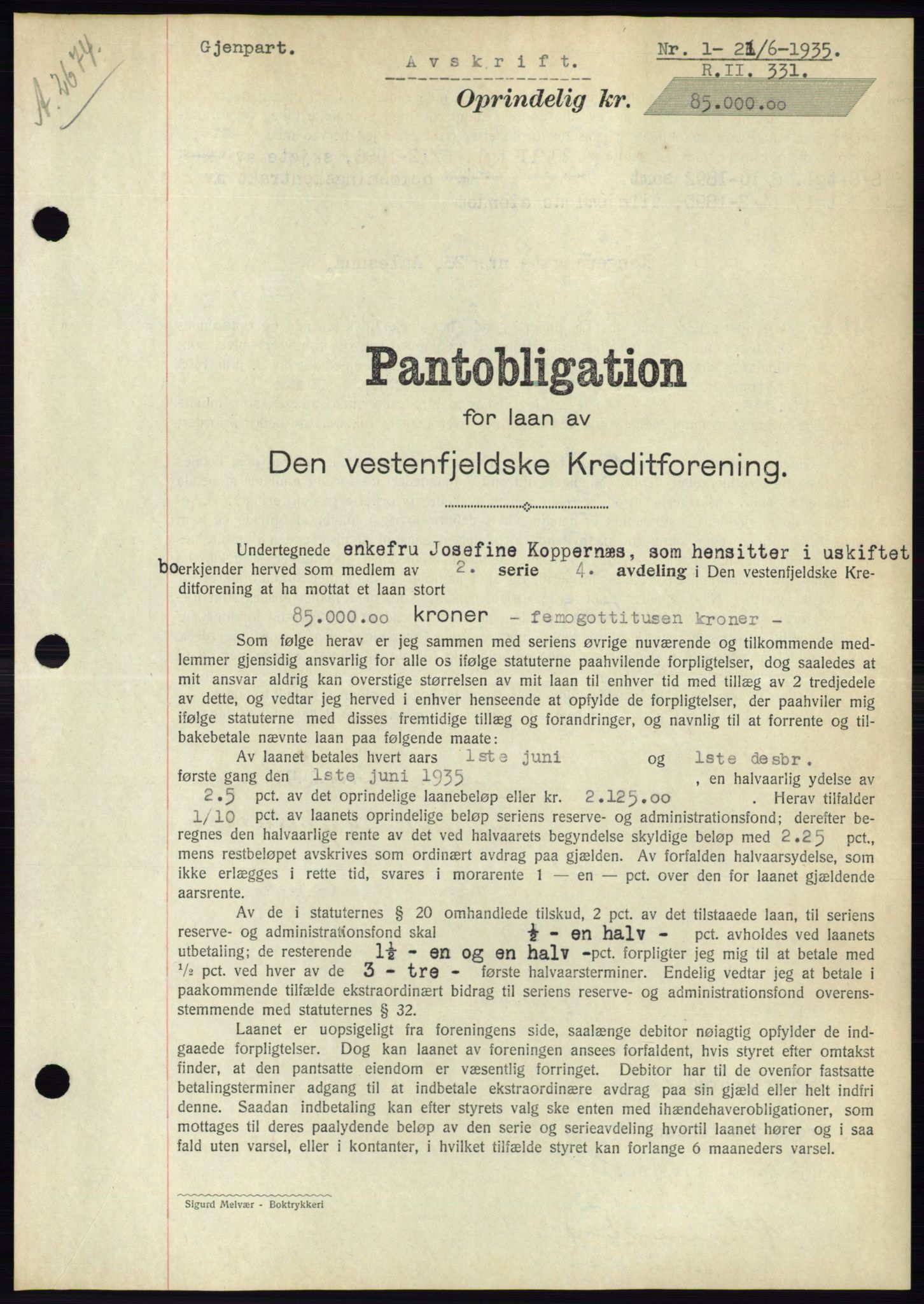 Ålesund byfogd, AV/SAT-A-4384: Pantebok nr. 32, 1934-1935, Tingl.dato: 21.06.1935