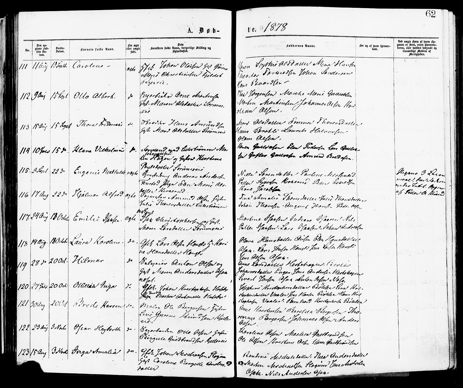 Skedsmo prestekontor Kirkebøker, AV/SAO-A-10033a/F/Fa/L0012: Ministerialbok nr. I 12, 1876-1883, s. 62