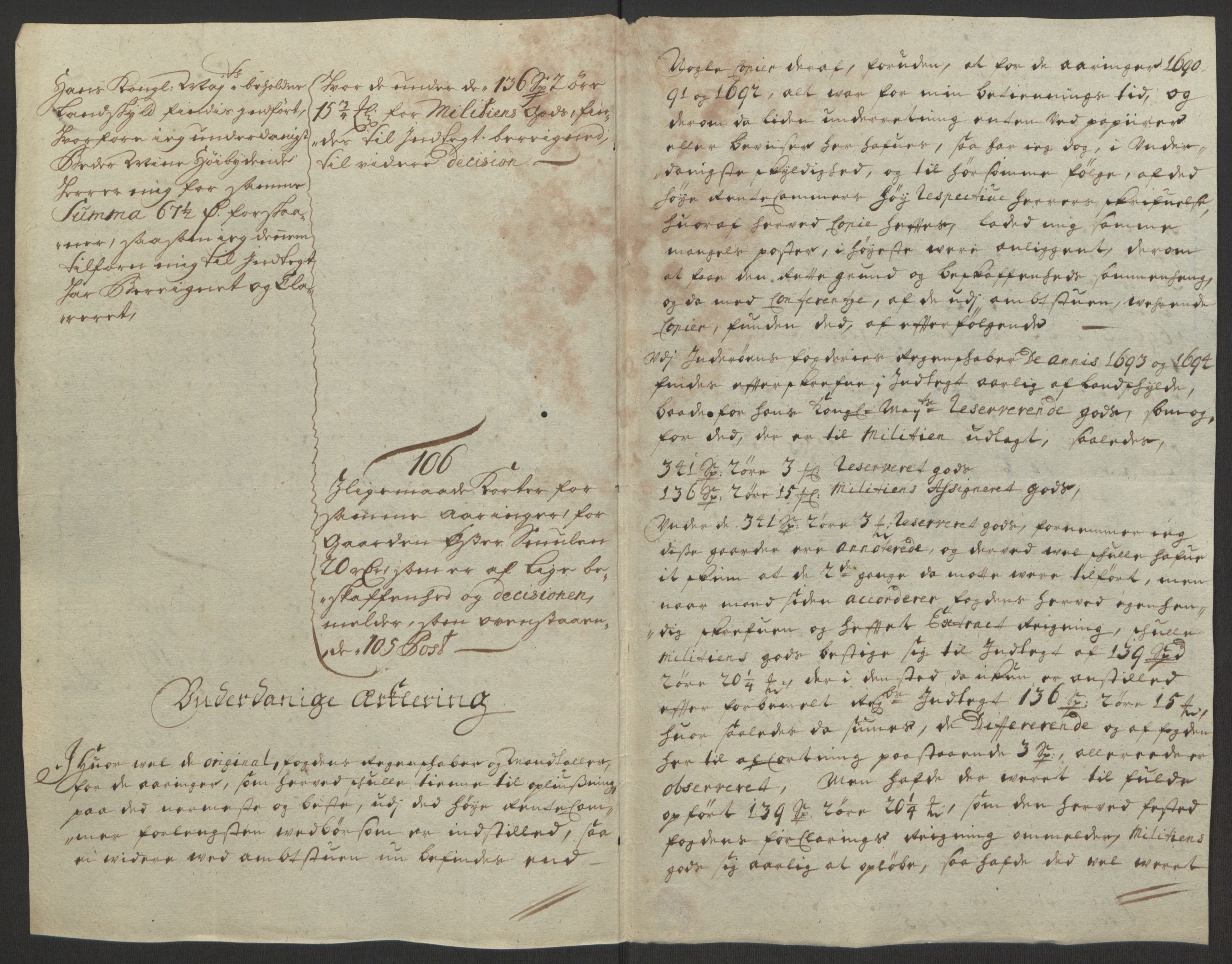 Rentekammeret inntil 1814, Reviderte regnskaper, Fogderegnskap, RA/EA-4092/R63/L4309: Fogderegnskap Inderøy, 1695-1697, s. 118