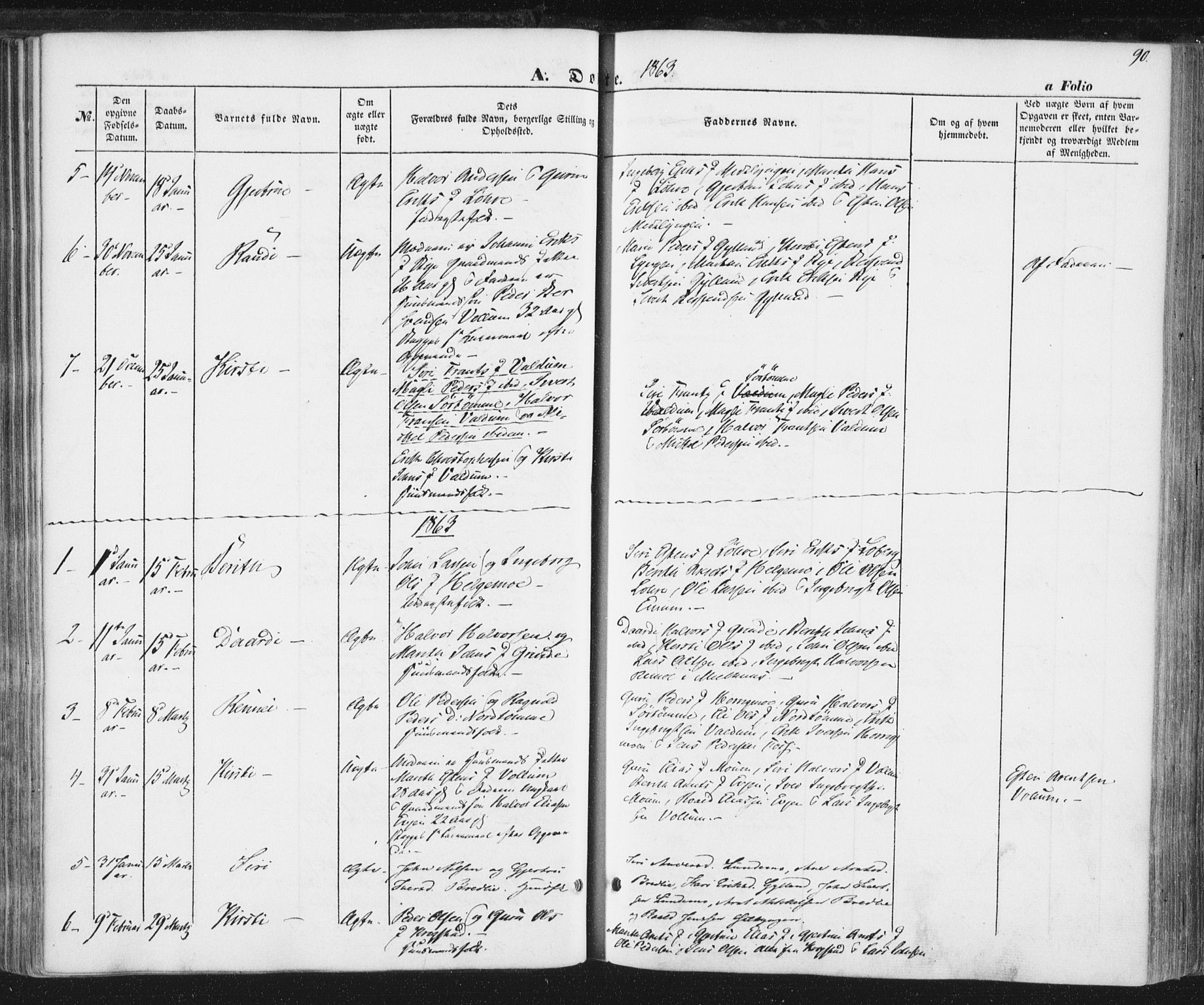 Ministerialprotokoller, klokkerbøker og fødselsregistre - Sør-Trøndelag, SAT/A-1456/692/L1103: Ministerialbok nr. 692A03, 1849-1870, s. 90