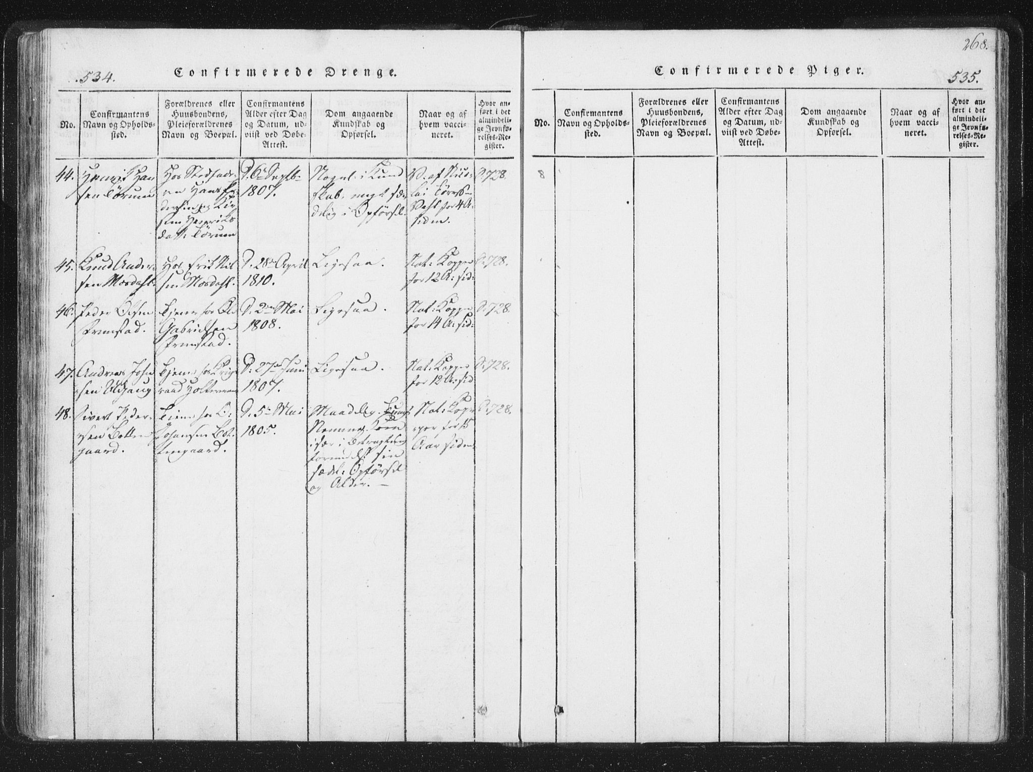 Ministerialprotokoller, klokkerbøker og fødselsregistre - Sør-Trøndelag, SAT/A-1456/659/L0734: Ministerialbok nr. 659A04, 1818-1825, s. 534-535