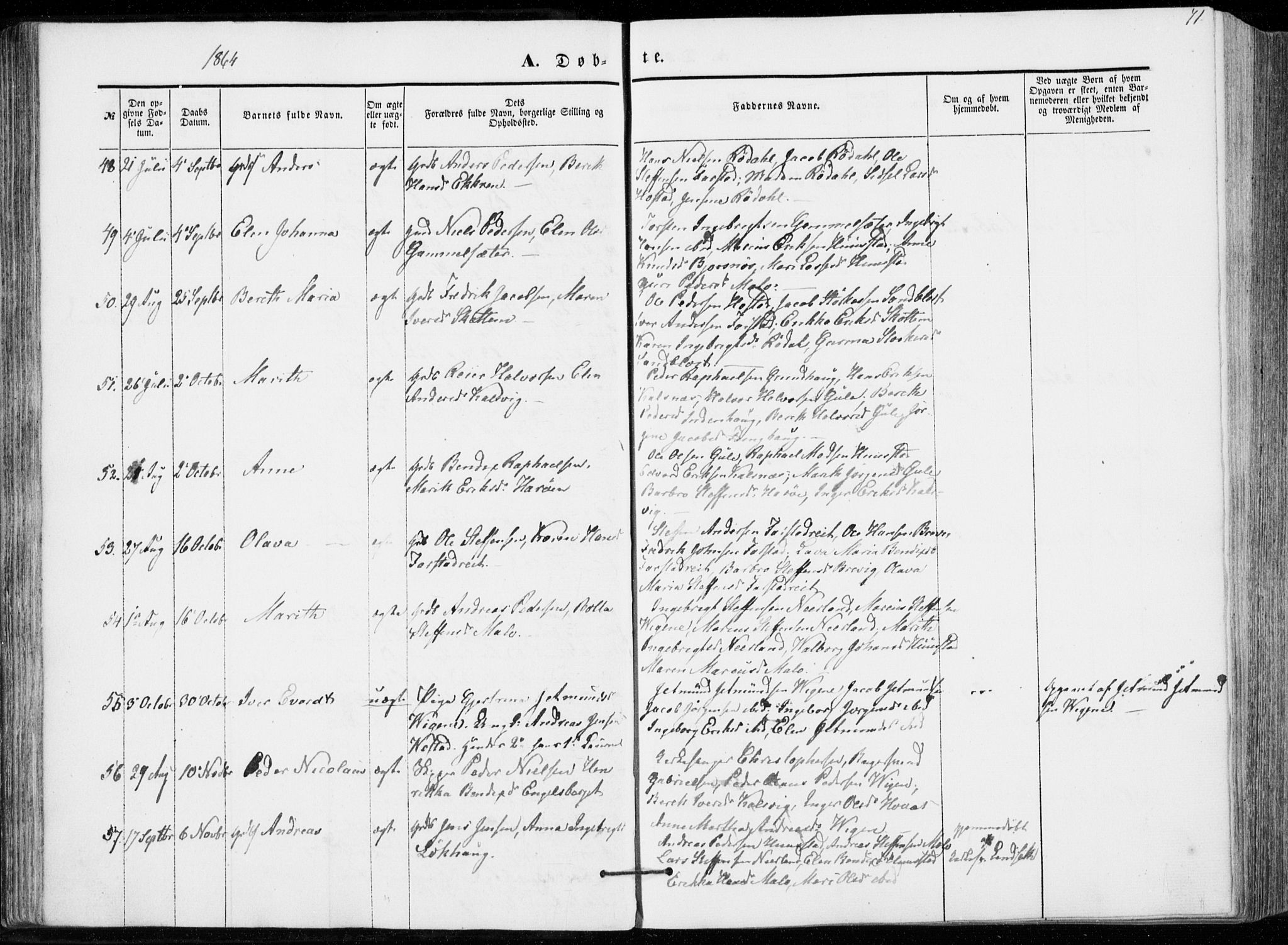 Ministerialprotokoller, klokkerbøker og fødselsregistre - Møre og Romsdal, AV/SAT-A-1454/566/L0767: Ministerialbok nr. 566A06, 1852-1868, s. 71