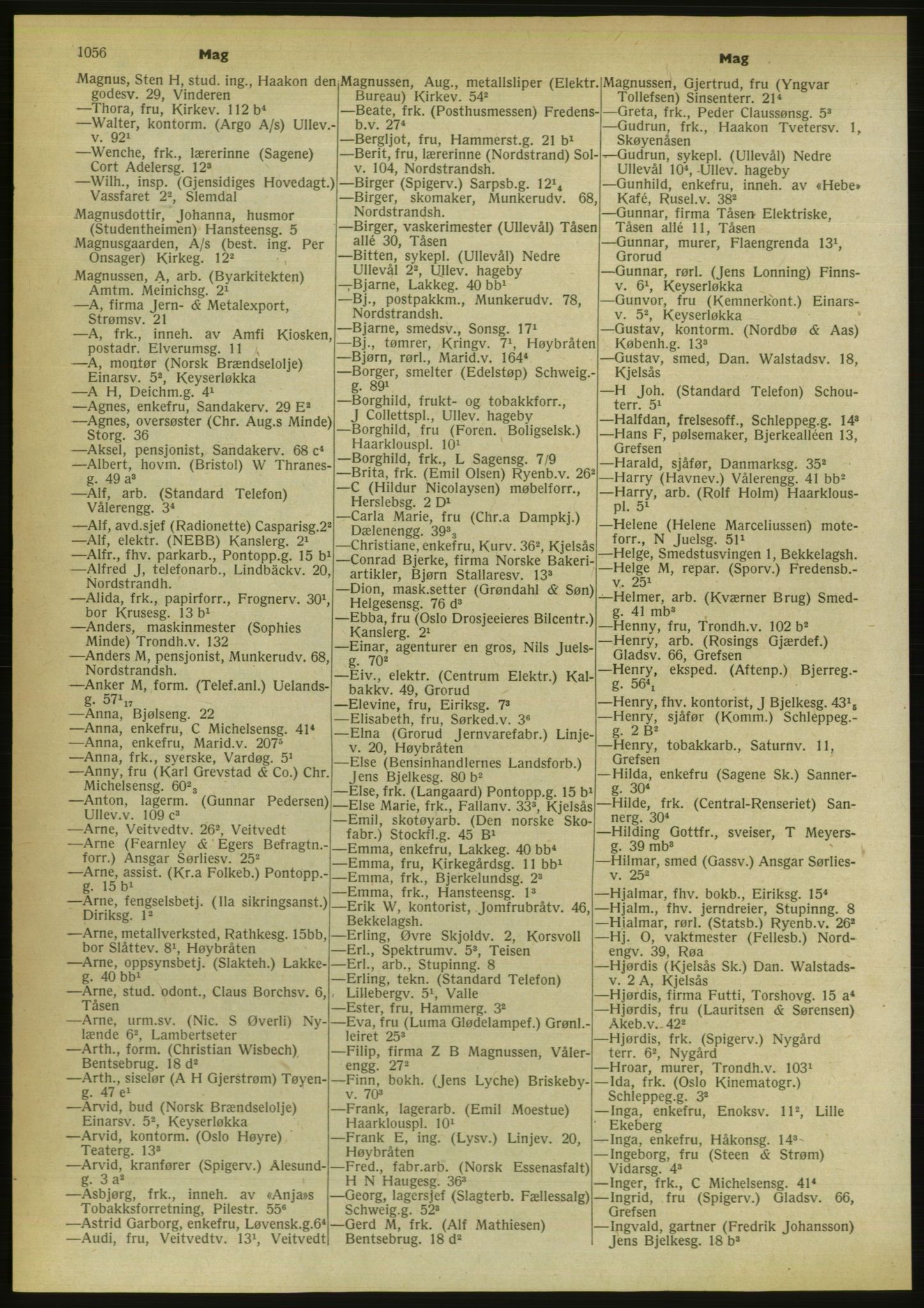 Kristiania/Oslo adressebok, PUBL/-, 1956-1957, s. 1056