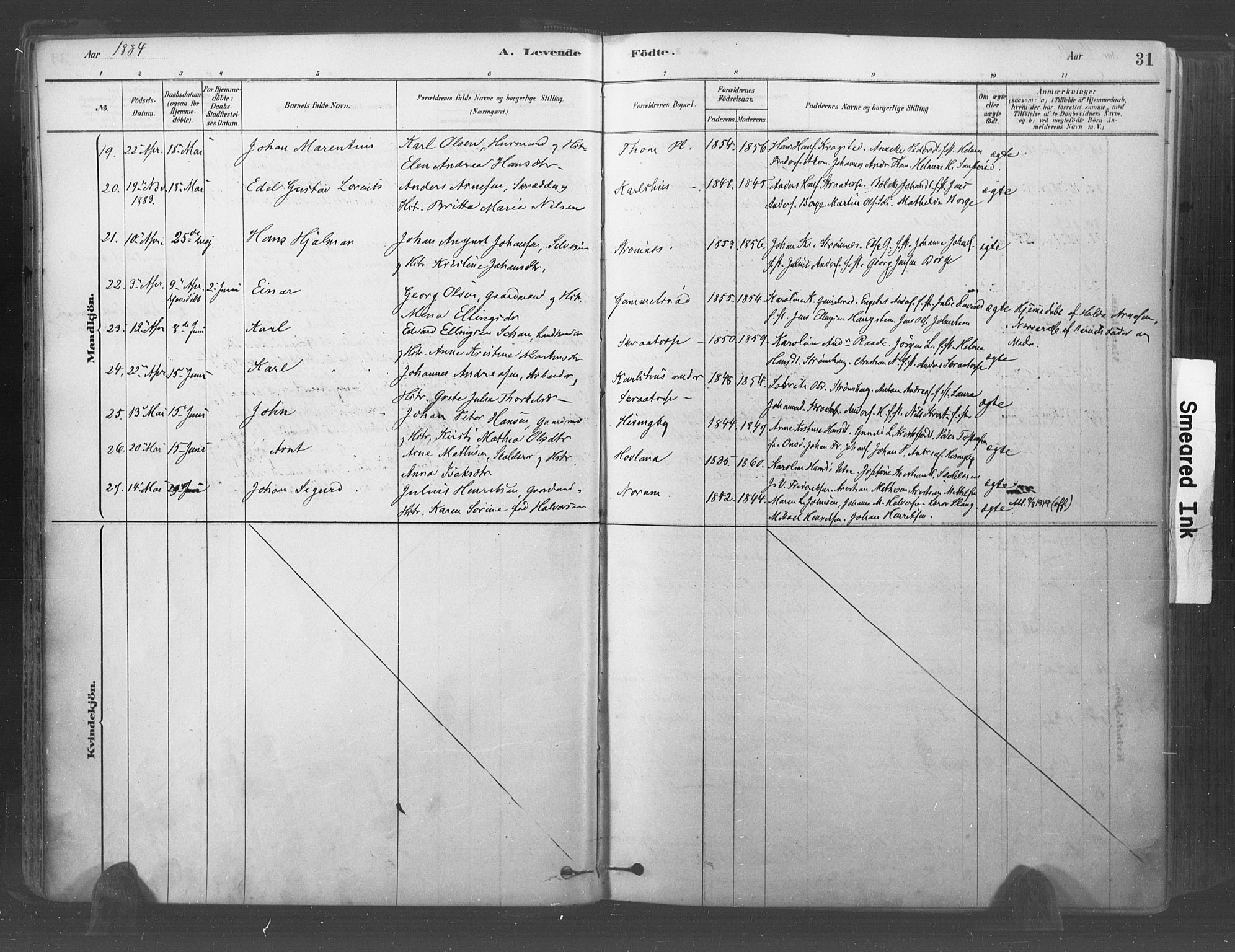 Råde prestekontor kirkebøker, AV/SAO-A-2009/F/Fa/L0007: Ministerialbok nr. 7, 1878-1902, s. 31