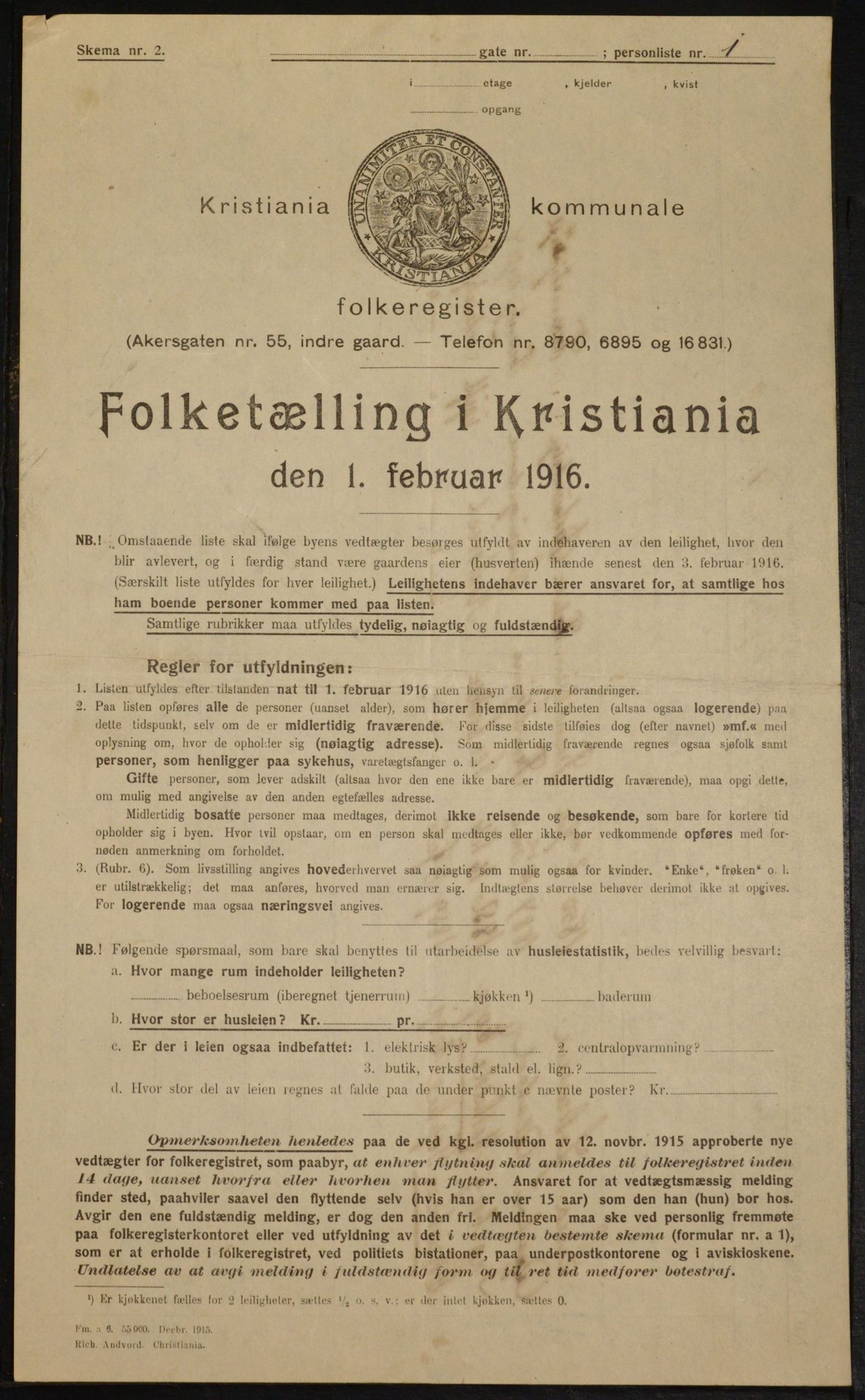 OBA, Kommunal folketelling 1.2.1916 for Kristiania, 1916, s. 117098