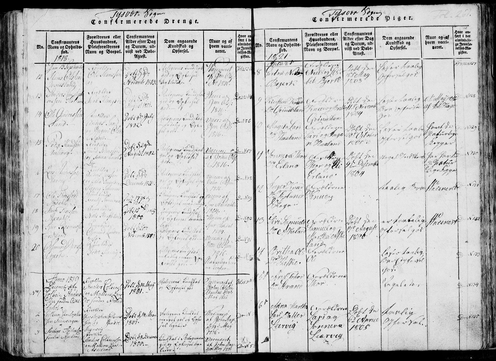 Skjold sokneprestkontor, AV/SAST-A-101847/H/Ha/Haa/L0004: Ministerialbok nr. A 4 /1, 1815-1830, s. 261