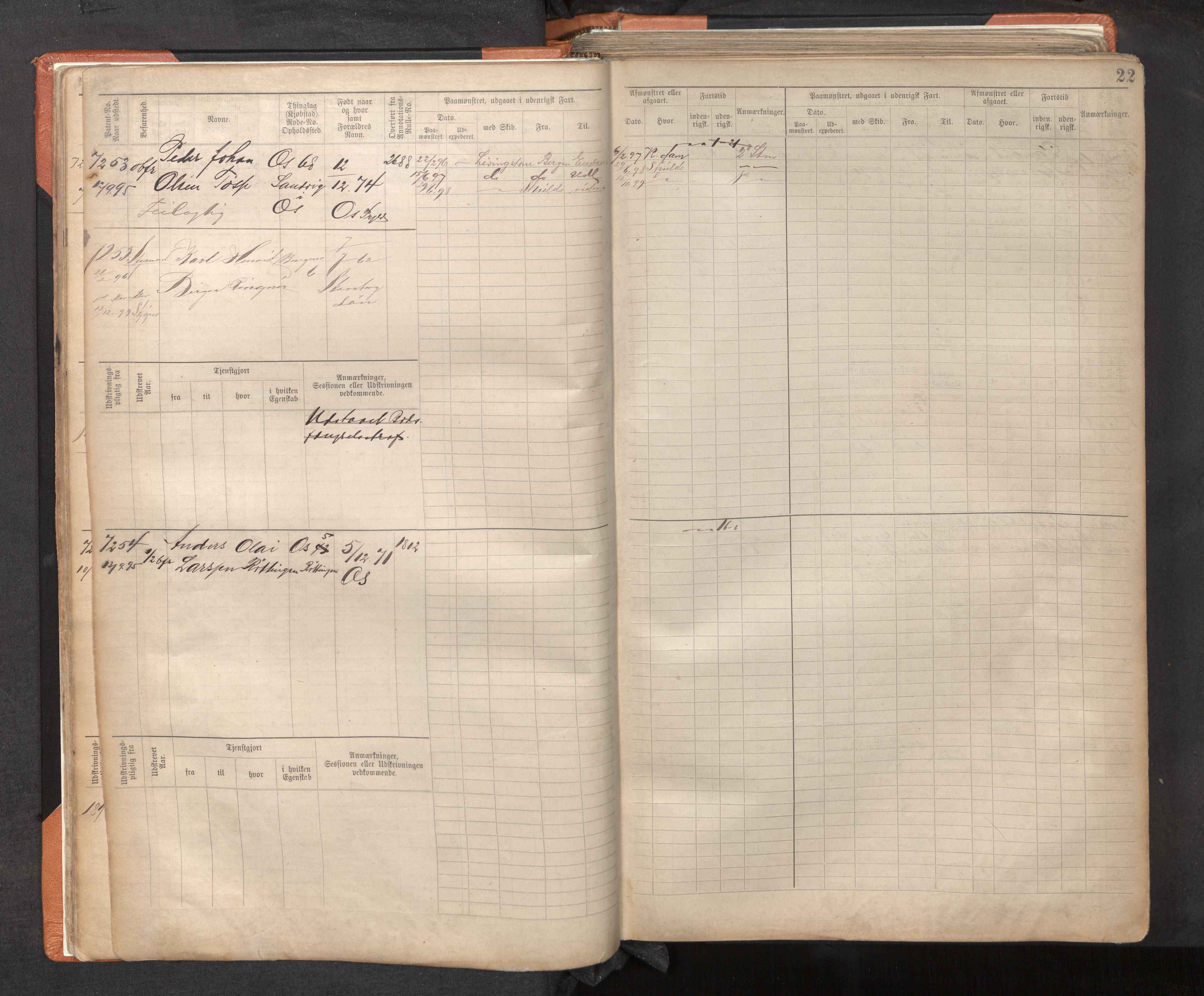 Innrulleringssjefen i Bergen, AV/SAB-A-100050/F/Fc/L0012: Sjøfartshovedrulle, nr. 7211 - 8168, 1895-1900, s. 22