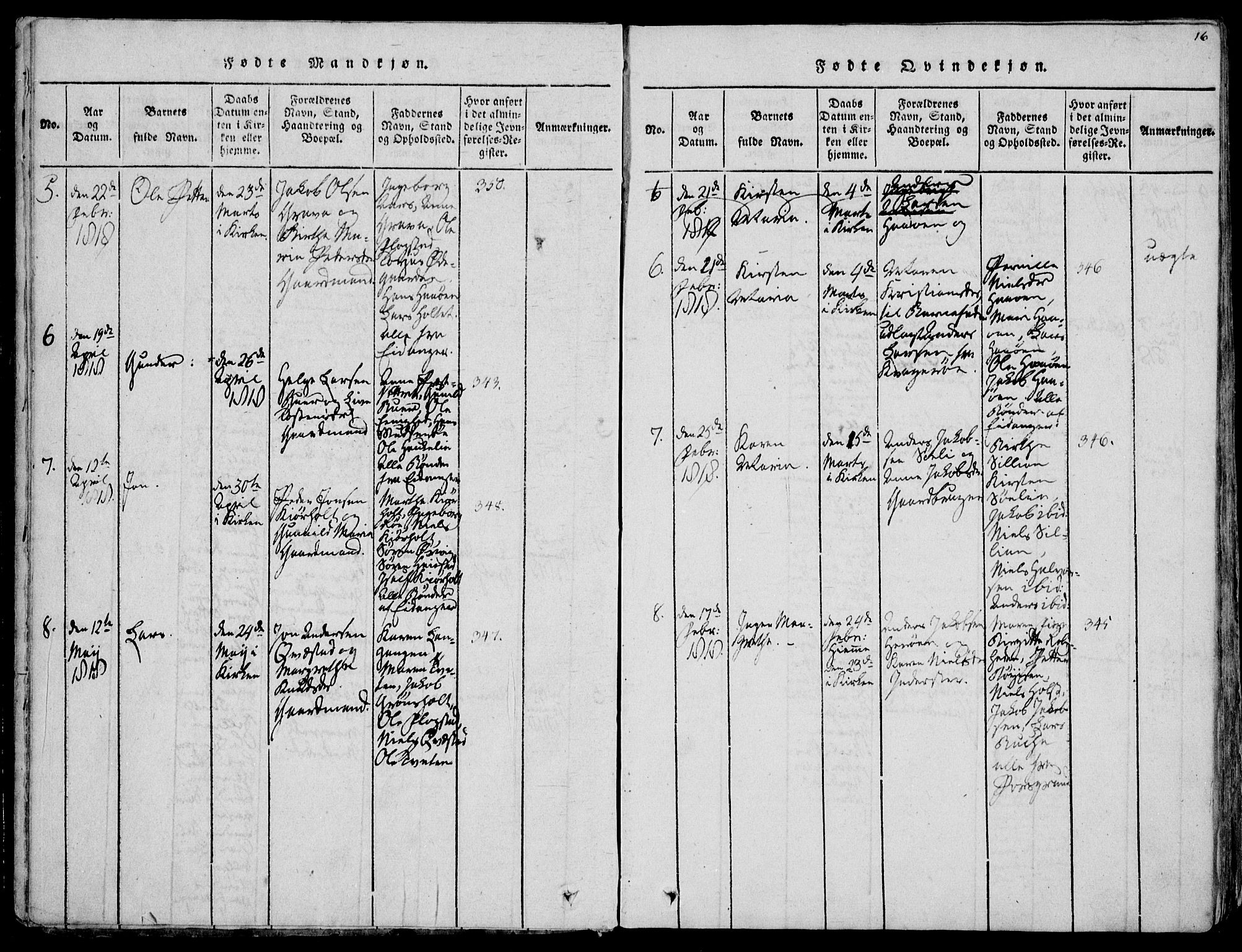 Eidanger kirkebøker, AV/SAKO-A-261/F/Fa/L0007: Ministerialbok nr. 7, 1814-1831, s. 16