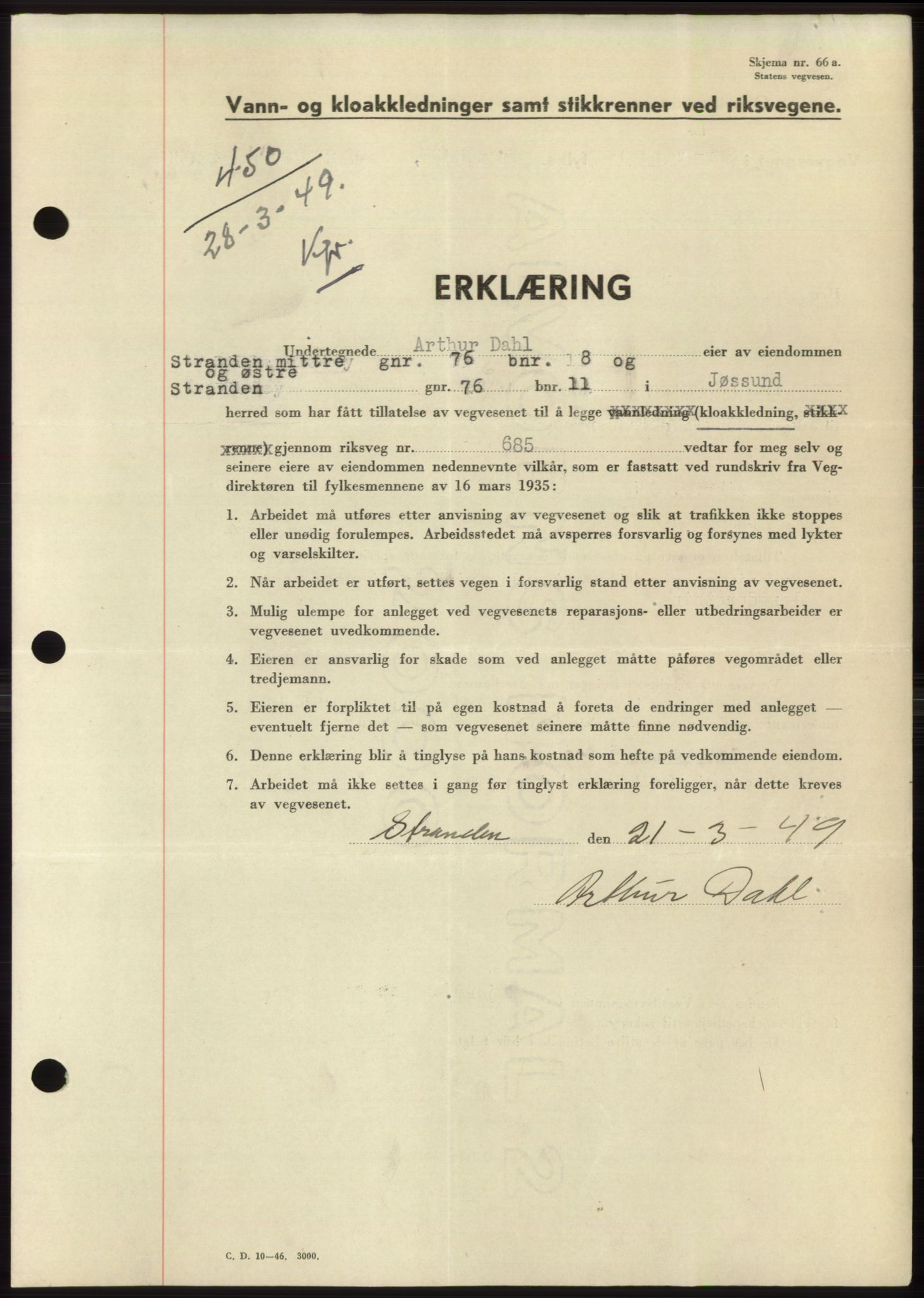 Fosen sorenskriveri, AV/SAT-A-1107/1/2/2C: Pantebok nr. B3, 1948-1950, Dagboknr: 450/1949