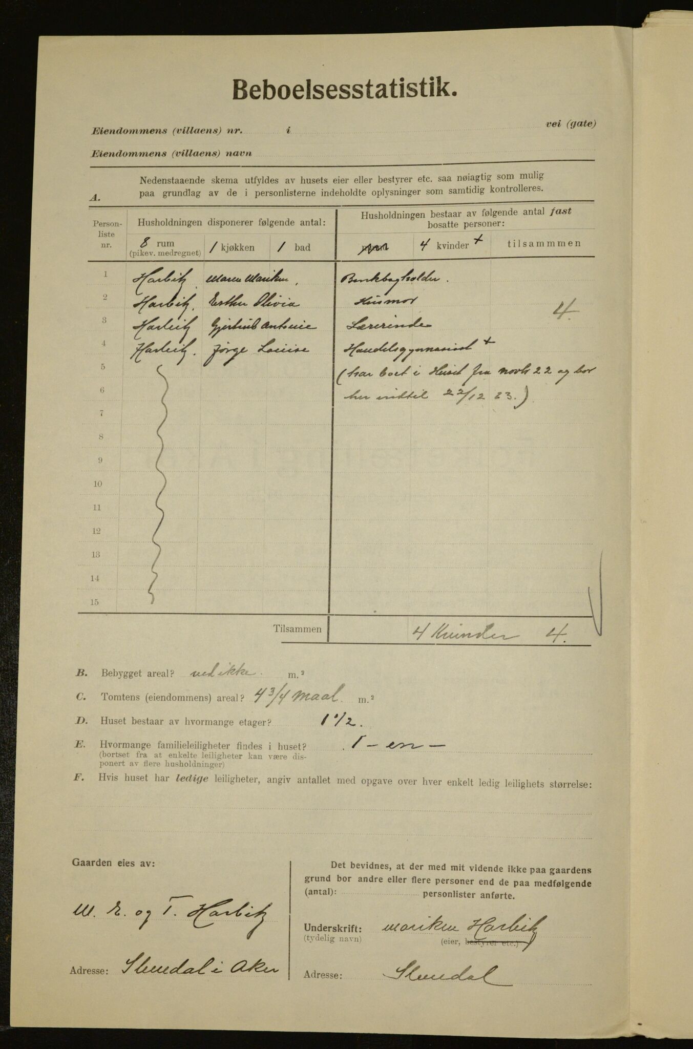 , Kommunal folketelling 1.12.1923 for Aker, 1923, s. 17202