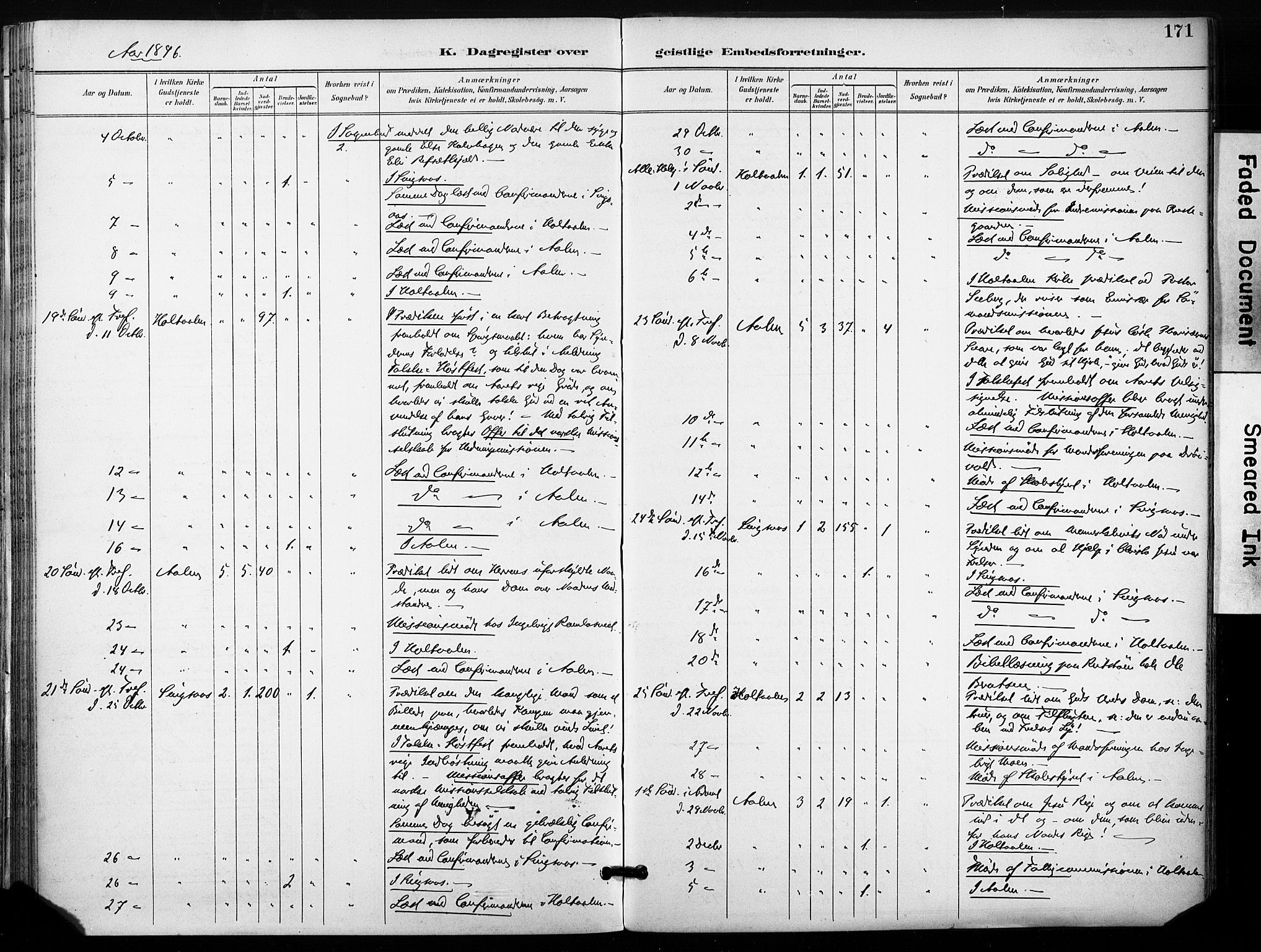 Ministerialprotokoller, klokkerbøker og fødselsregistre - Sør-Trøndelag, SAT/A-1456/685/L0973: Ministerialbok nr. 685A10, 1891-1907, s. 171