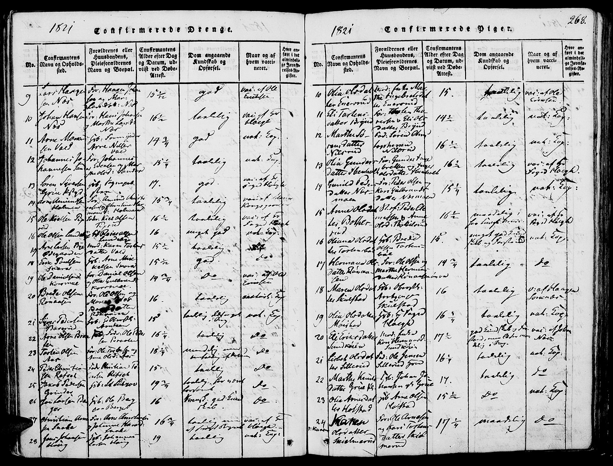 Grue prestekontor, AV/SAH-PREST-036/H/Ha/Haa/L0006: Ministerialbok nr. 6, 1814-1830, s. 268