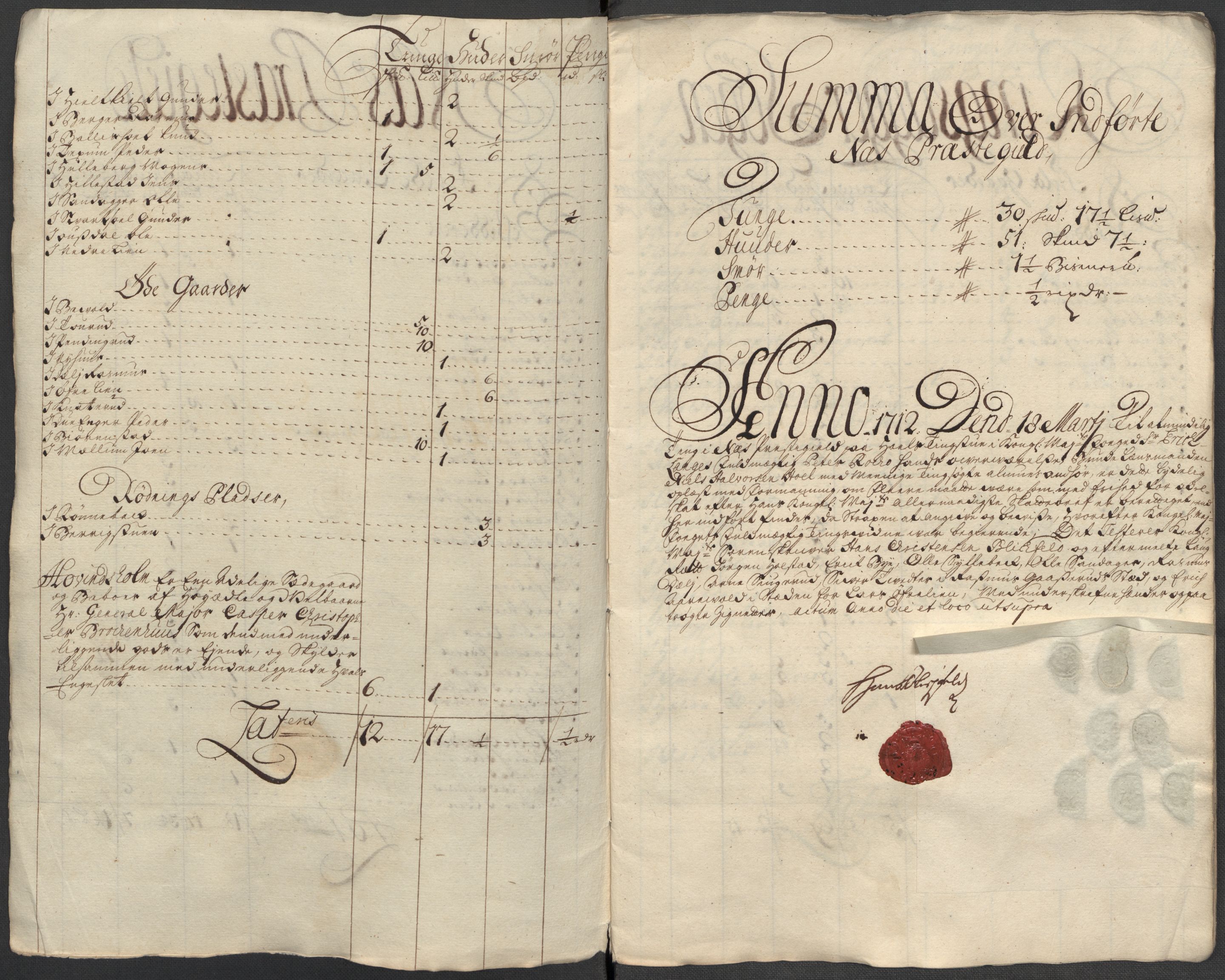 Rentekammeret inntil 1814, Reviderte regnskaper, Fogderegnskap, AV/RA-EA-4092/R16/L1049: Fogderegnskap Hedmark, 1712, s. 315