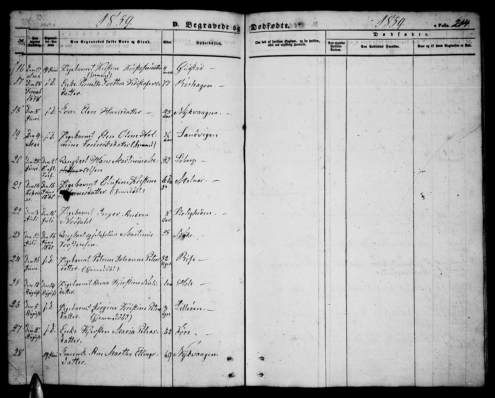 Ministerialprotokoller, klokkerbøker og fødselsregistre - Nordland, SAT/A-1459/891/L1313: Klokkerbok nr. 891C02, 1856-1870, s. 214