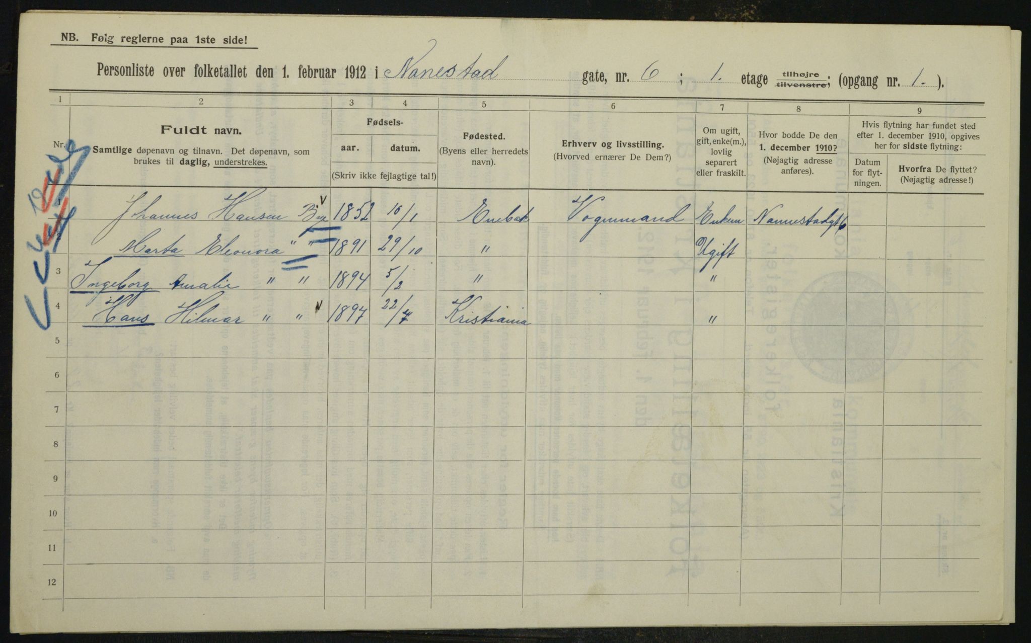 OBA, Kommunal folketelling 1.2.1912 for Kristiania, 1912, s. 69702