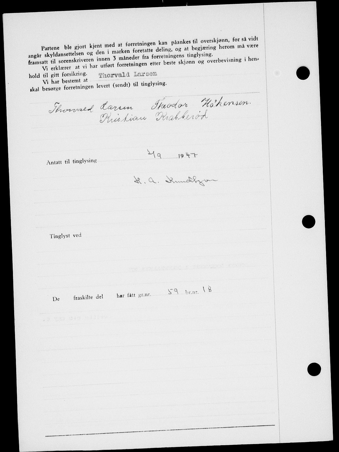 Onsøy sorenskriveri, SAO/A-10474/G/Ga/Gab/L0021: Pantebok nr. II A-21, 1947-1947, Dagboknr: 2303/1947