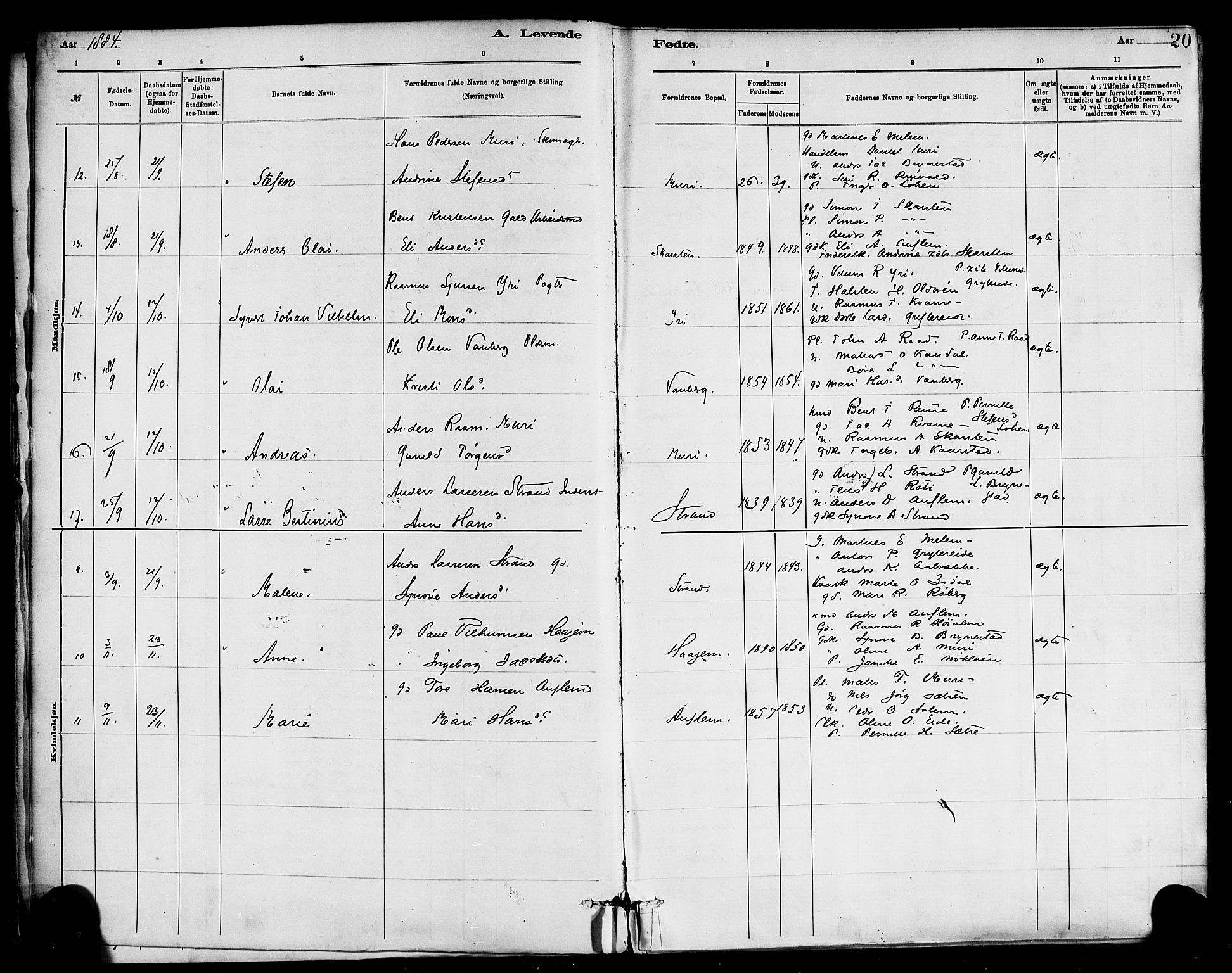 Innvik sokneprestembete, AV/SAB-A-80501: Ministerialbok nr. C 1, 1879-1900, s. 20