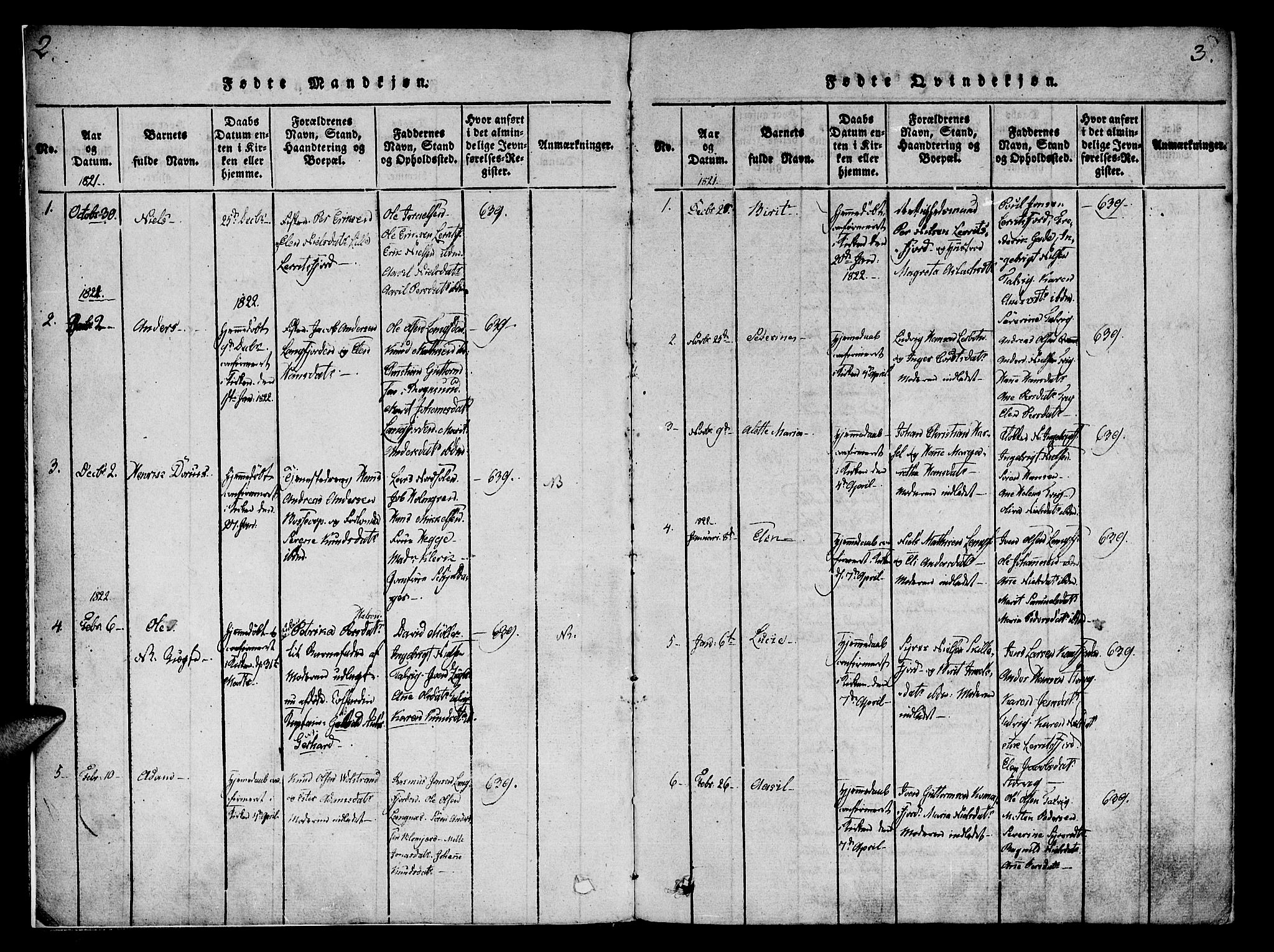 Talvik sokneprestkontor, AV/SATØ-S-1337/H/Ha/L0008kirke: Ministerialbok nr. 8, 1821-1837, s. 2-3