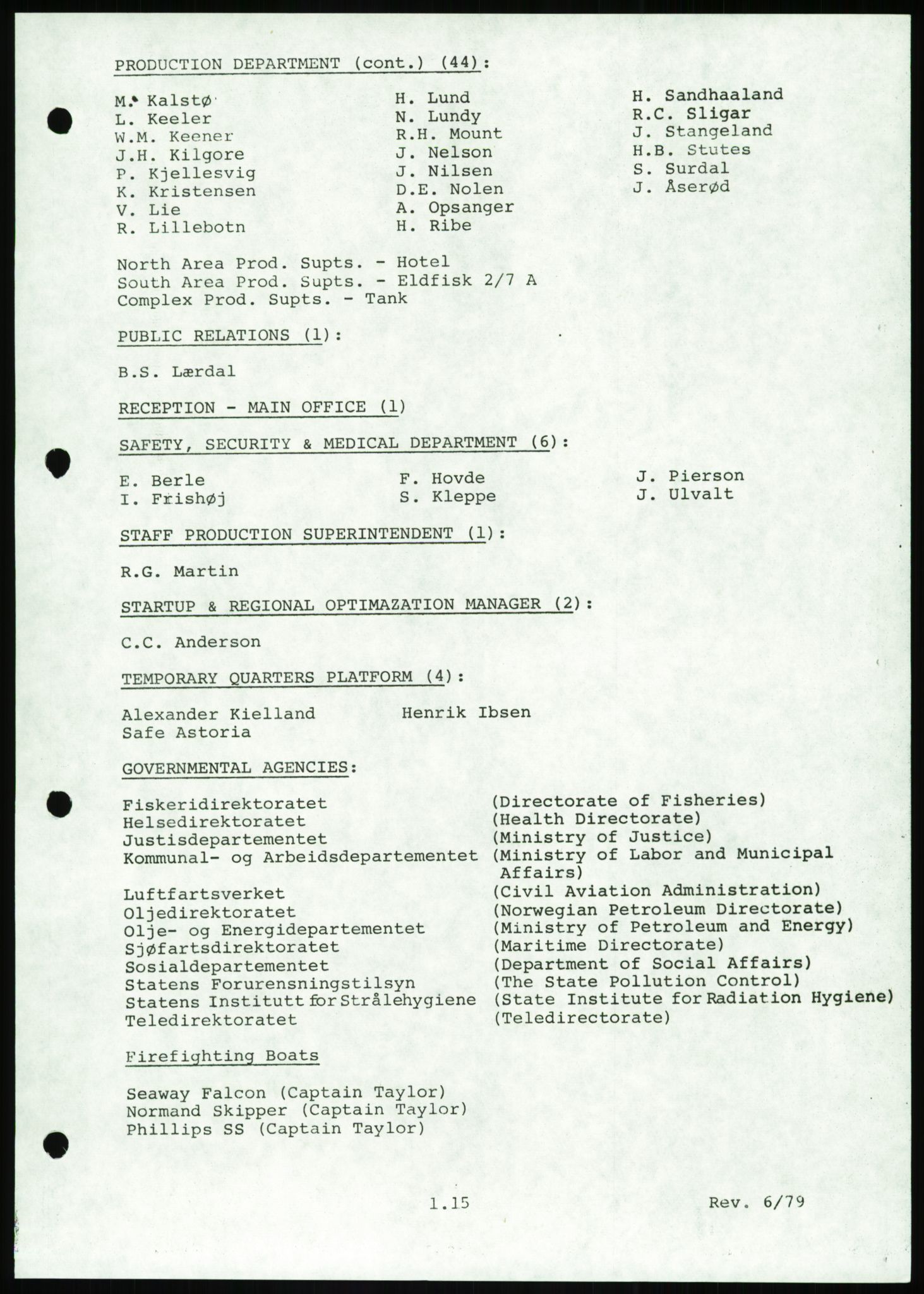 Justisdepartementet, Granskningskommisjonen ved Alexander Kielland-ulykken 27.3.1980, AV/RA-S-1165/D/L0016: O Beredskapsplaner (Doku.liste + O1-O3 av 3), 1980-1981, s. 23