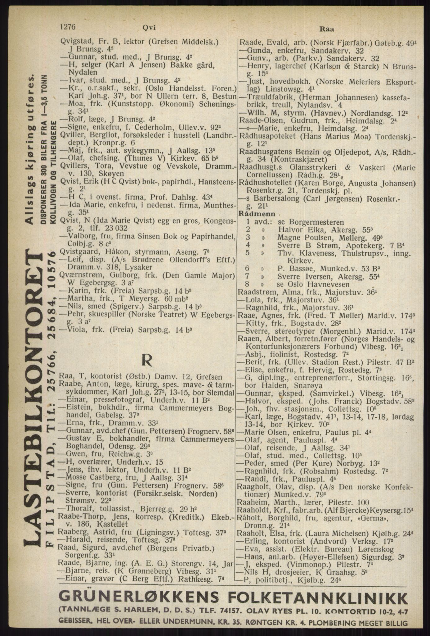 Kristiania/Oslo adressebok, PUBL/-, 1937, s. 1276